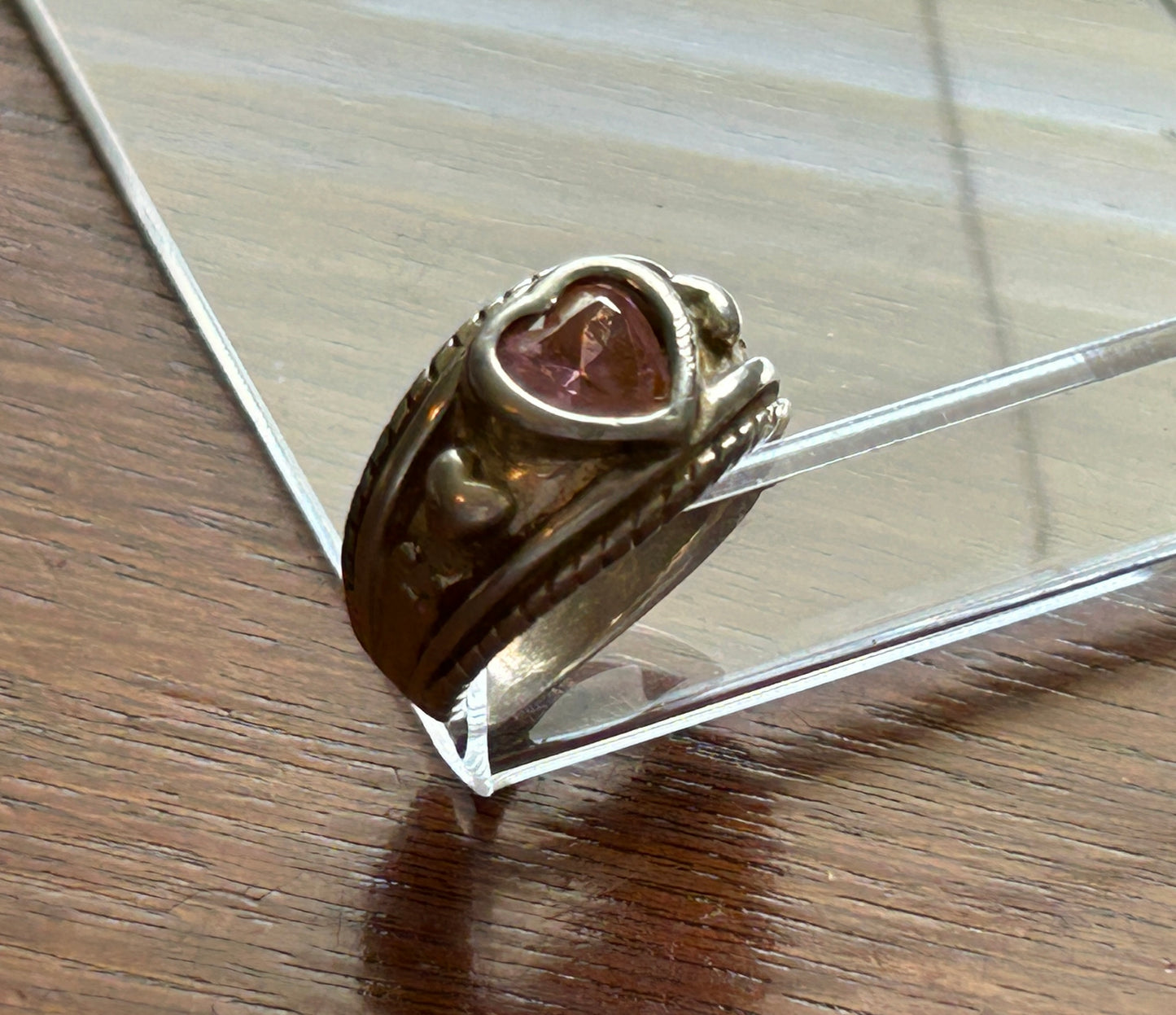 Sterling Silver 925 Heart Shaped CZ Cubic Zirconia Ring Sz 5