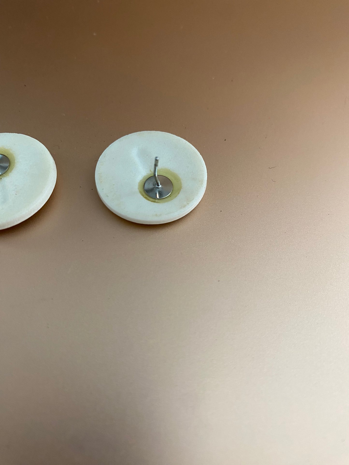 Vintage Plastic Hand Painted Pink Flower Pierced Earrings