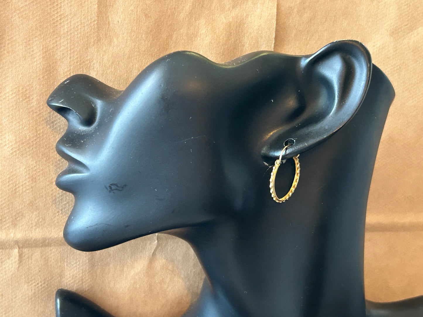 14k Yellow Gold SINGLE Pierced Hoop Earring Medium Spiky
