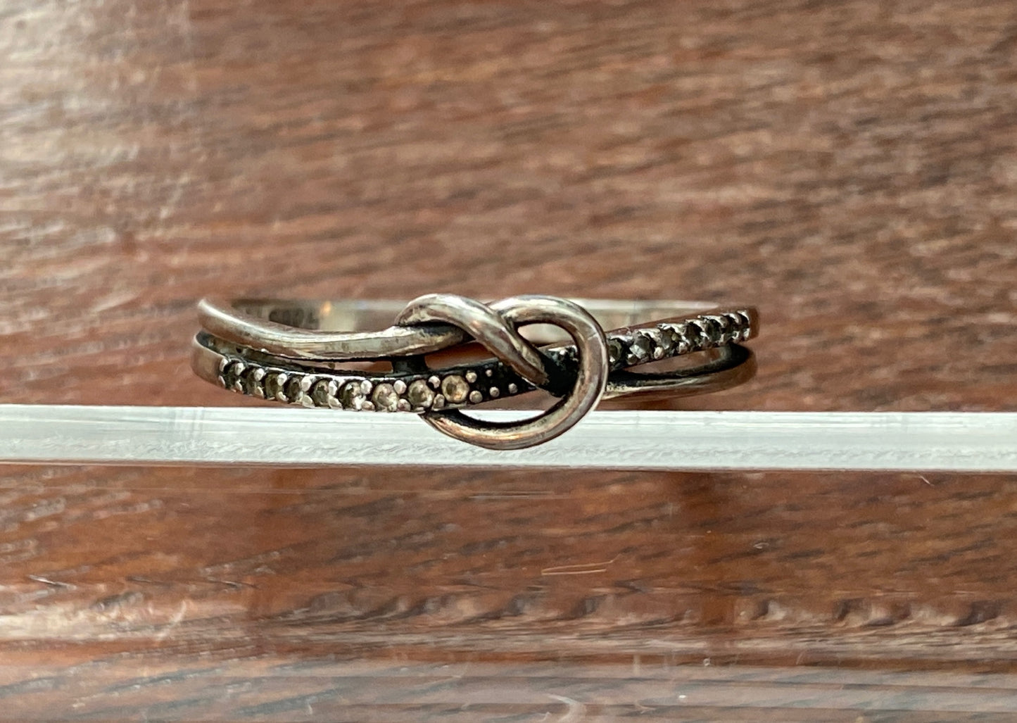 Sterling Silver 925 Diamond Accent Knot Ring Sz 7.25