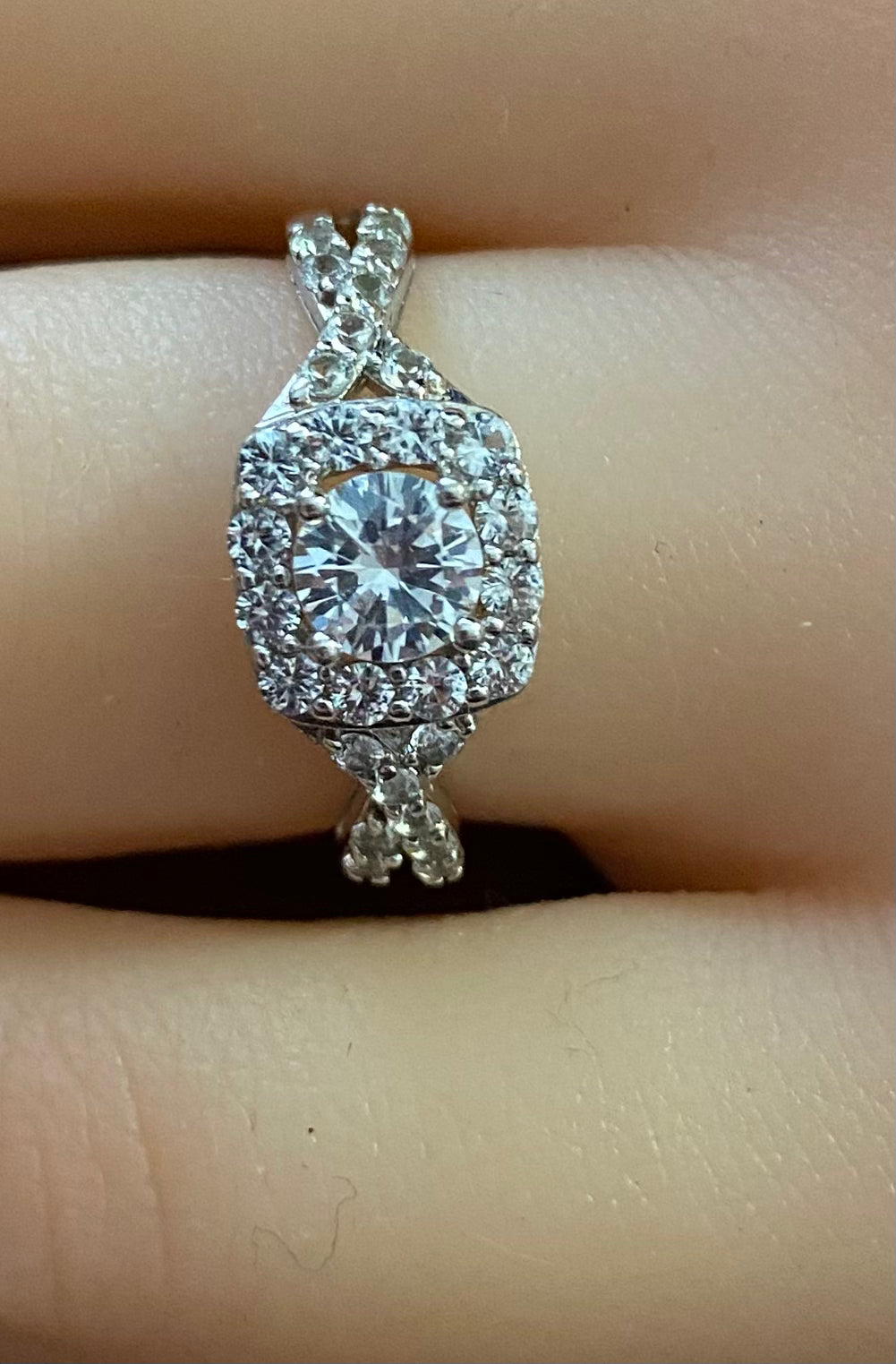 Sterling Silver 925 Cubic Zirconia Ring Sz 6.75 Signed SUN Designer