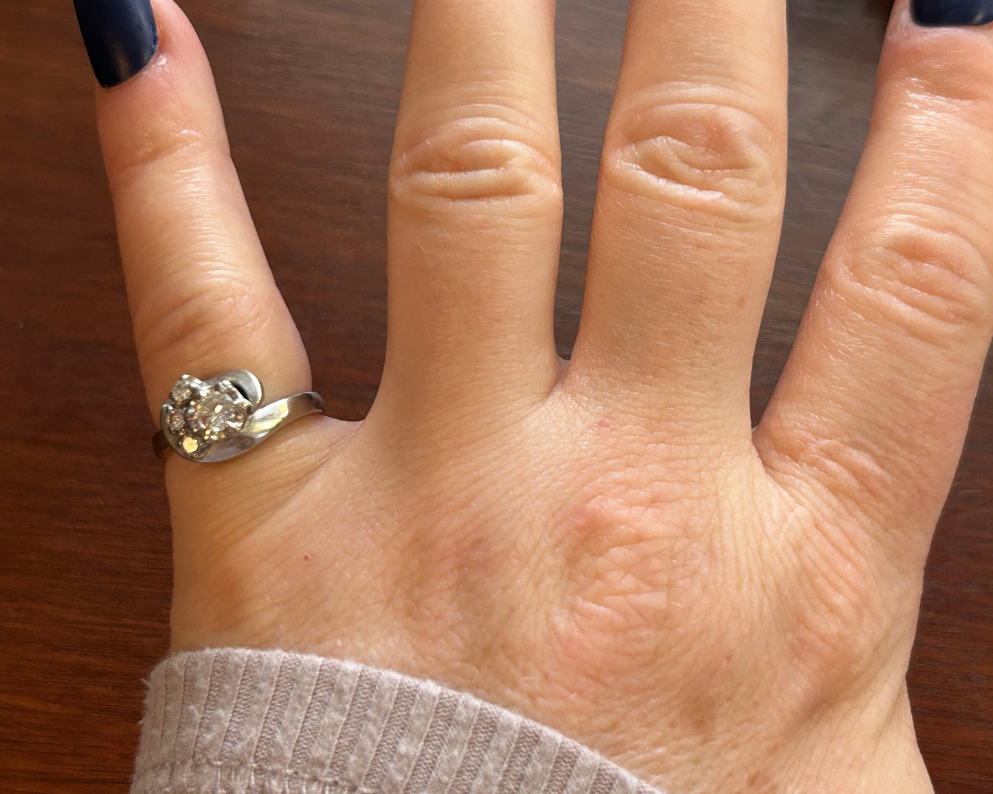 Vintage Signed CRC 14k White Gold .25ct Diamond Ring Sz 4.5