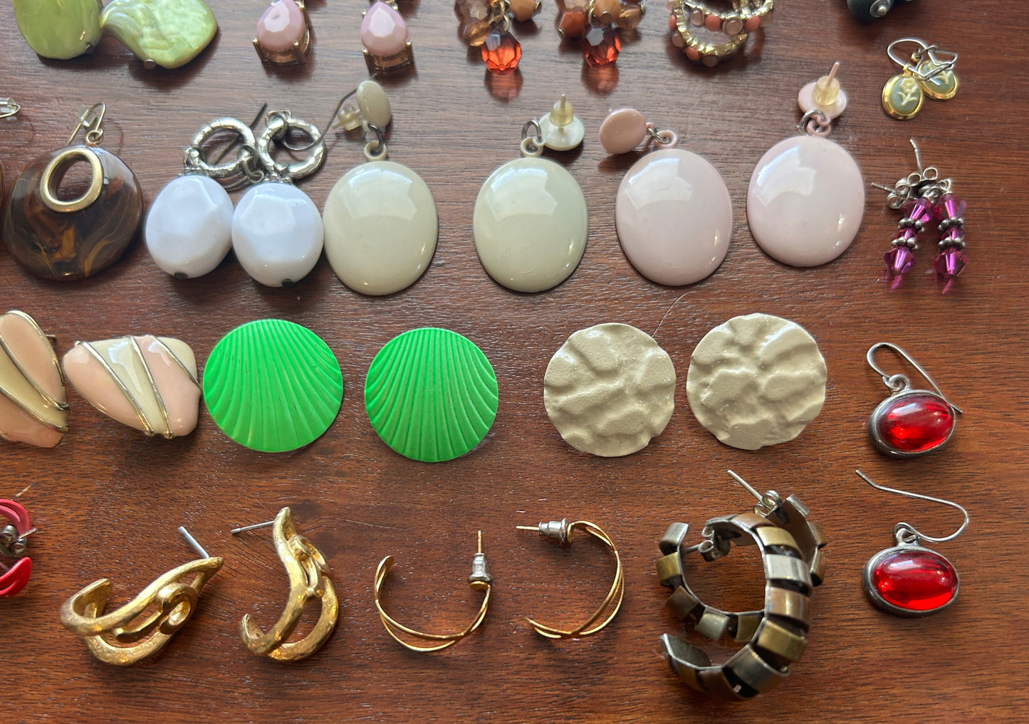 Vintage to Now Pierced Earrings Lot 28 Pairs Faux Tortoise Shell Copper Enamel