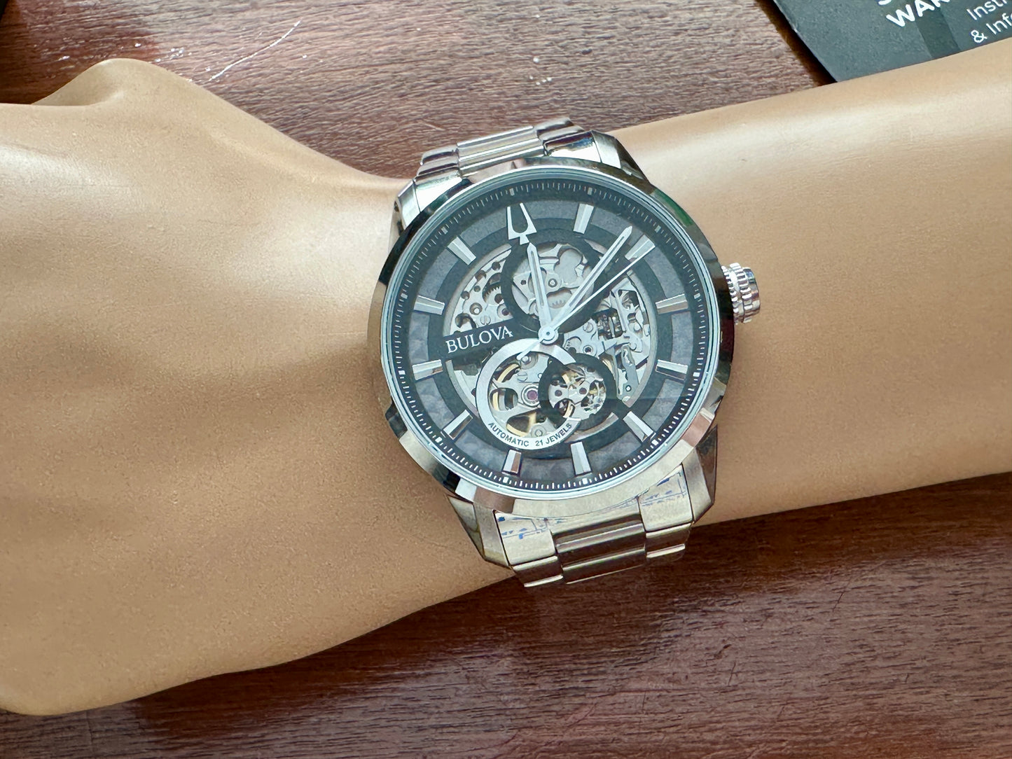 Mens Bulova Mens Classic Sutton Automatic Skeleton Silver Wristwatch C8771058
