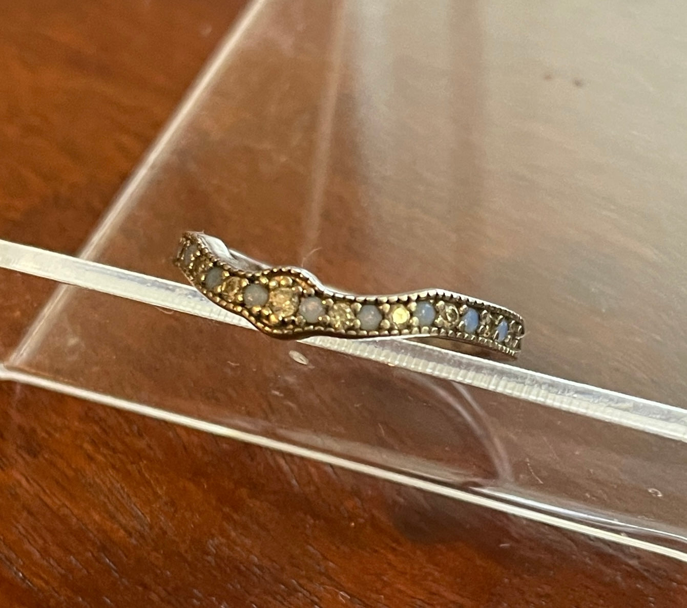 Sterling Silver Blue White Cubic Zirconia Band Ring Sz 8.5