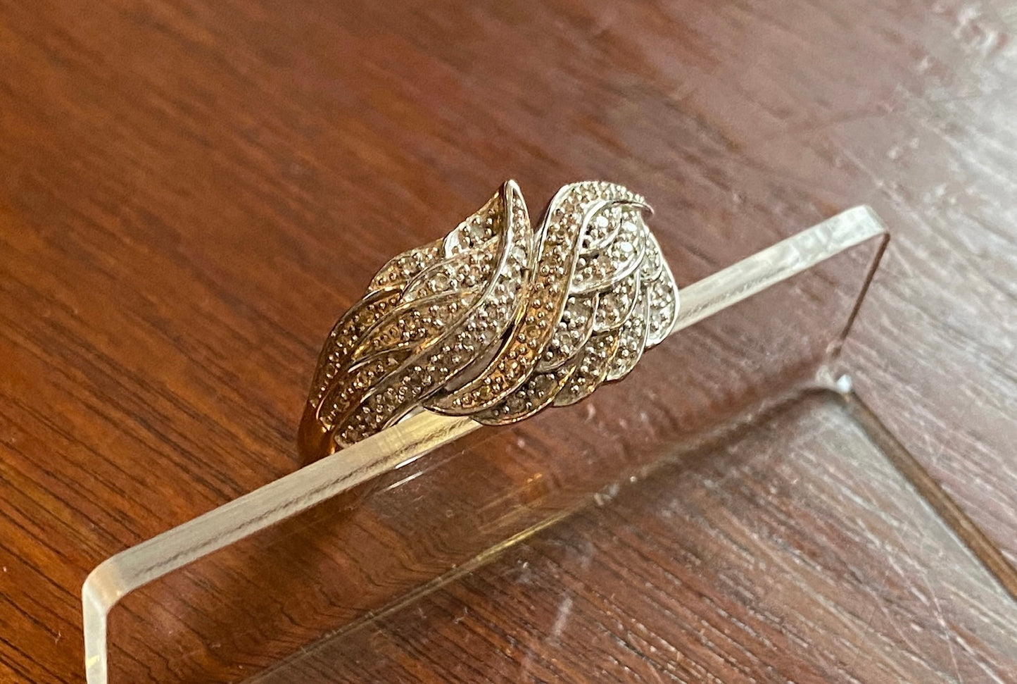 Designer Affinity Sterling Silver 925 Diamond Wing Ring Sz 9
