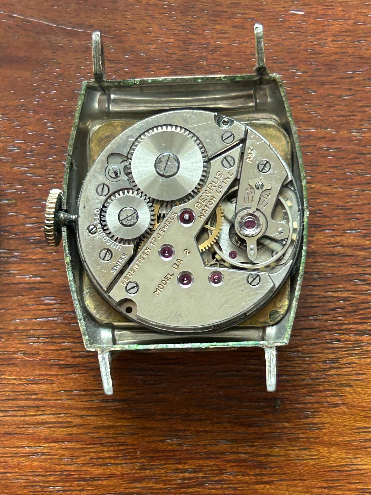 Vintage Benrus 10k Rolled Gold Wristwatch Case Movement Only 17j Model BA 2