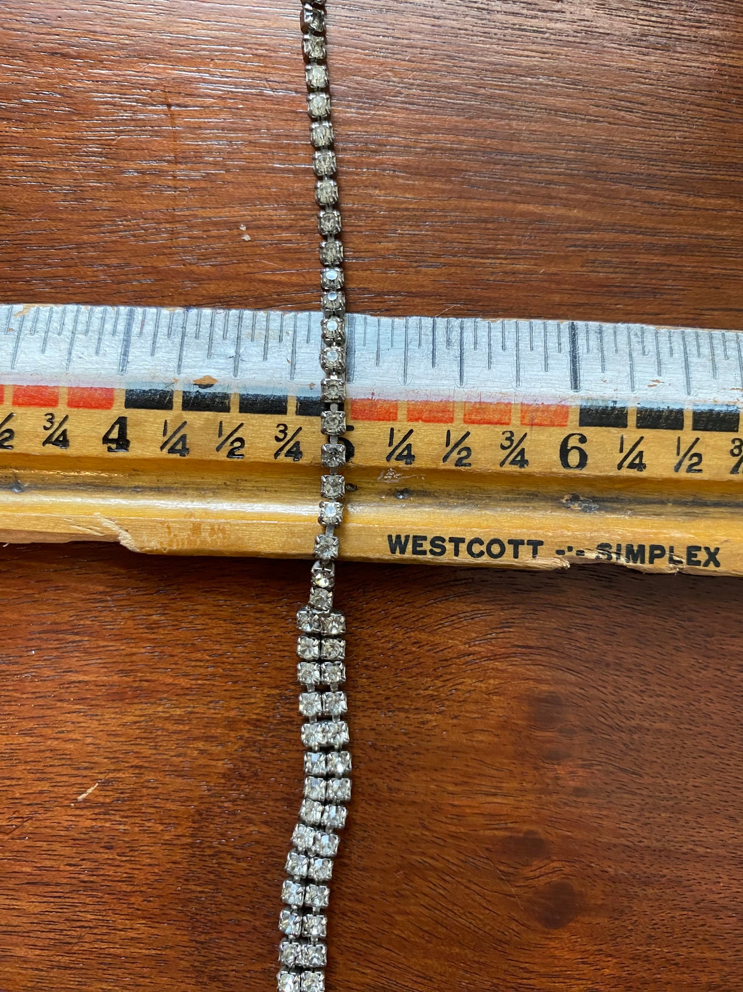 Vintage Silver Tone Two Strand Rhinestone Hook Clasps 7" Necklace Choker