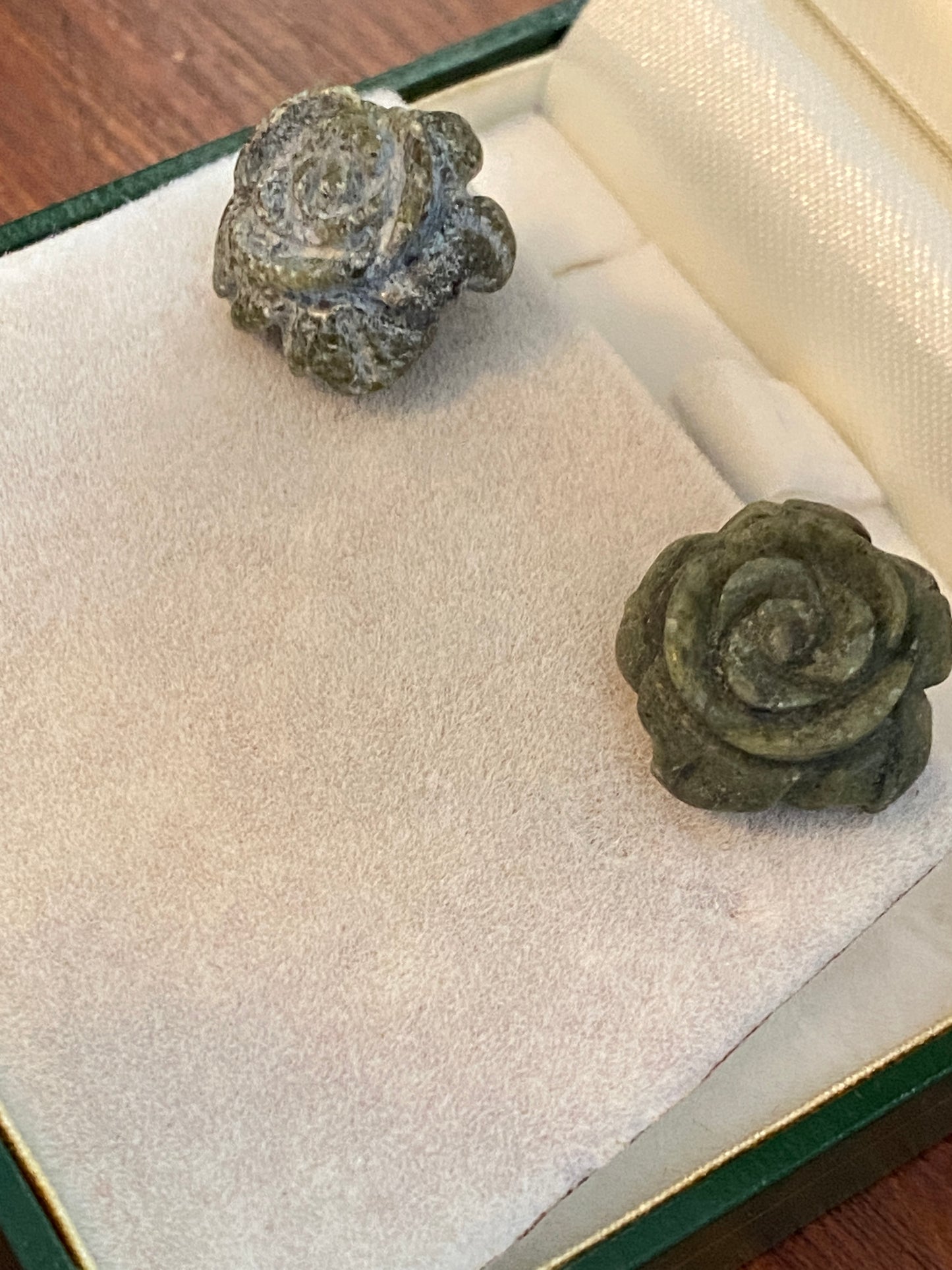 Connemara Marble Green Ireland Carved Stud Pierced Earrings