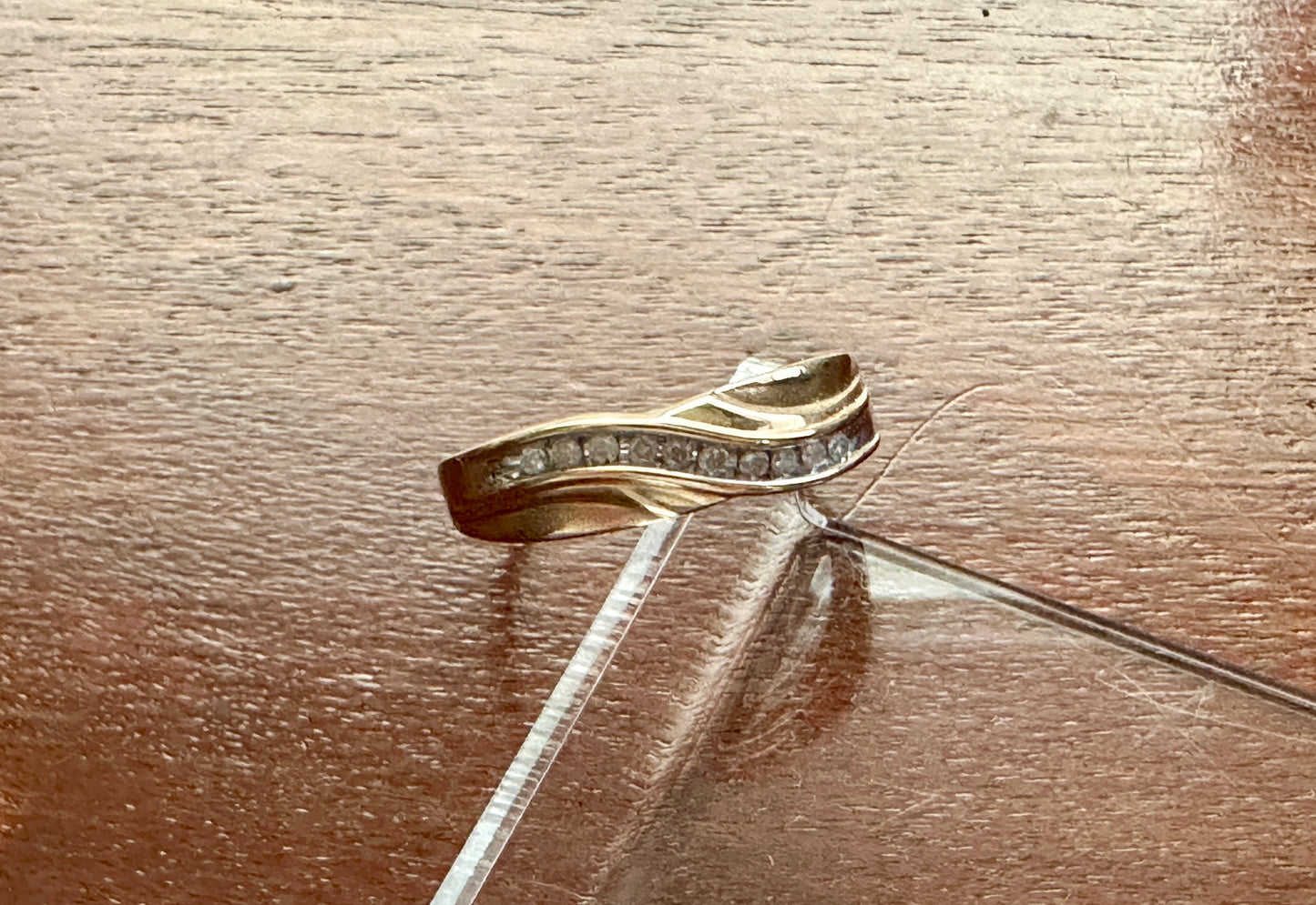 Vintage Mens 10k Yellow Gold Channel Set Diamond Band Ring Sz 13.75