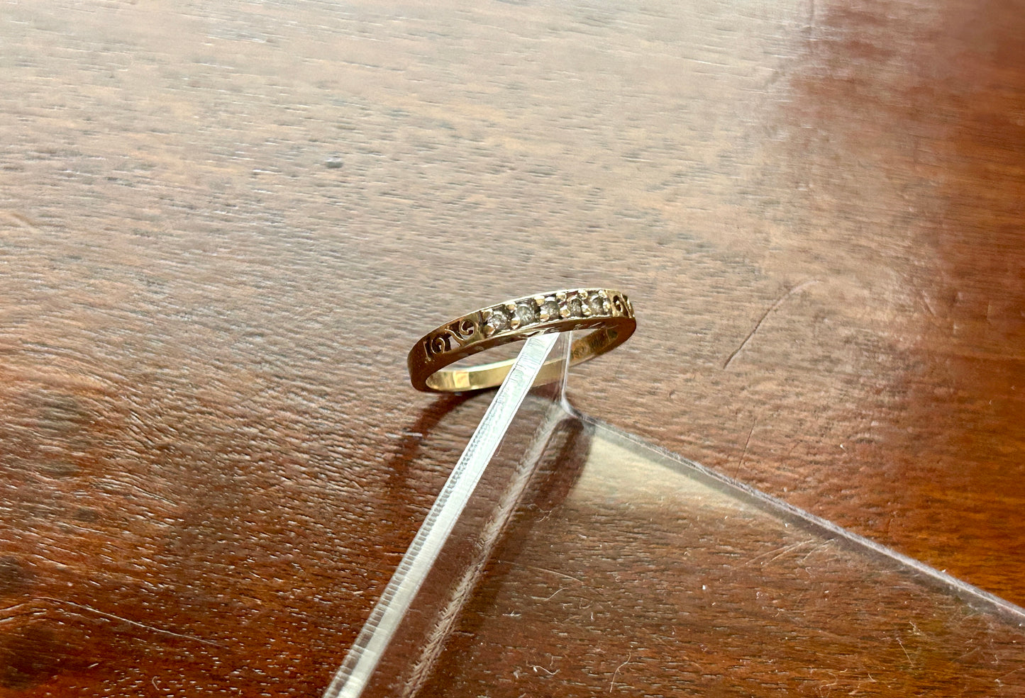 10k Yellow Gold Diamond "I Love You" Band Ring Sz 6.75 Signed PSCO