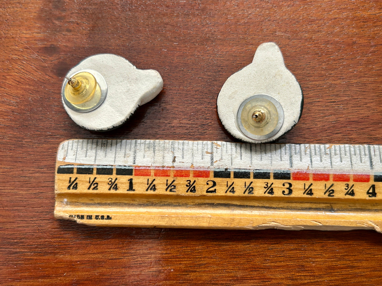 Vintage 50's Painted Large Glitter Pierced Bowling Ball Pins Earrings