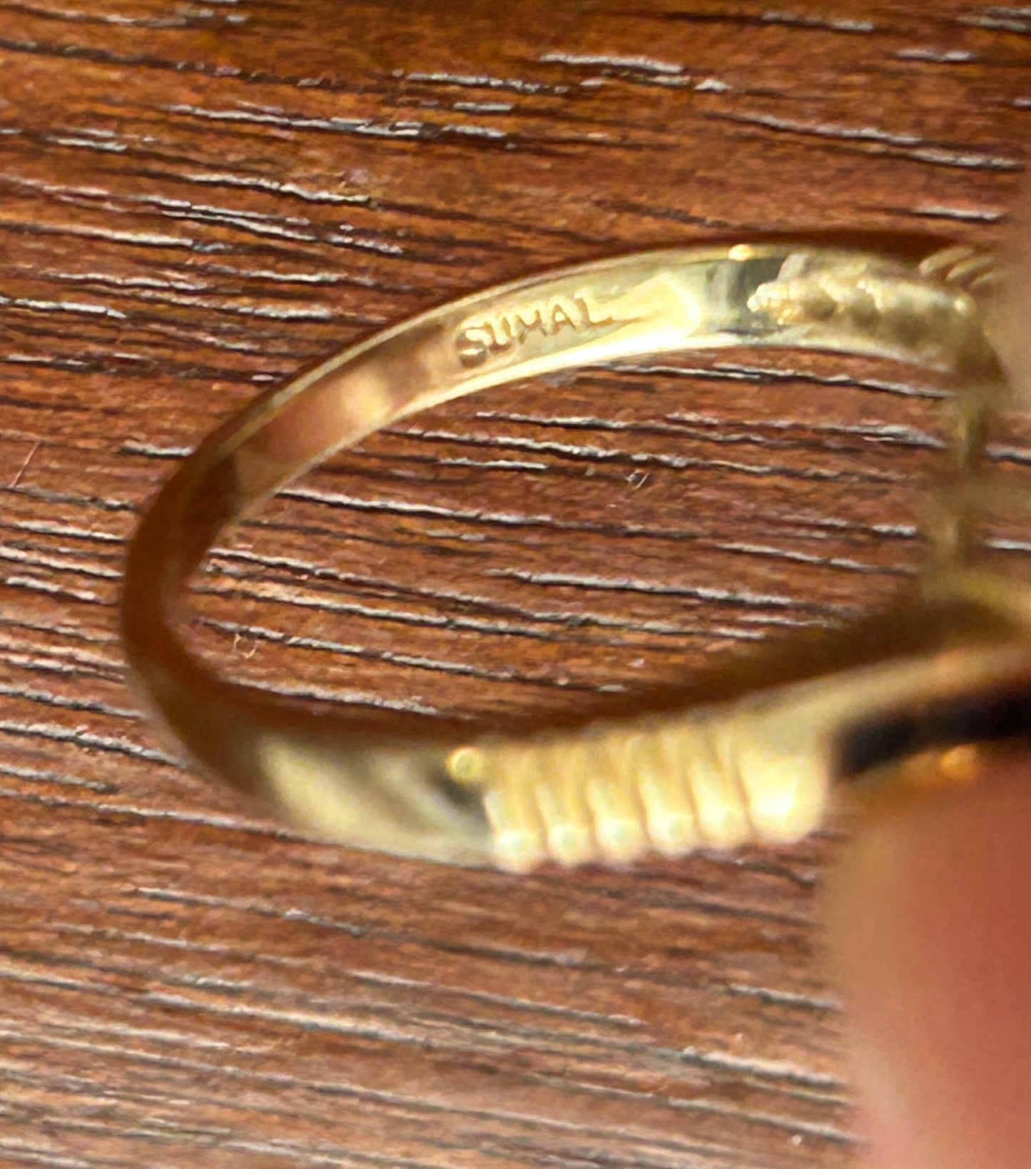 14k Yellow Gold Marquise Sapphire Diamond Accent Bypass Style Ring Sz 6