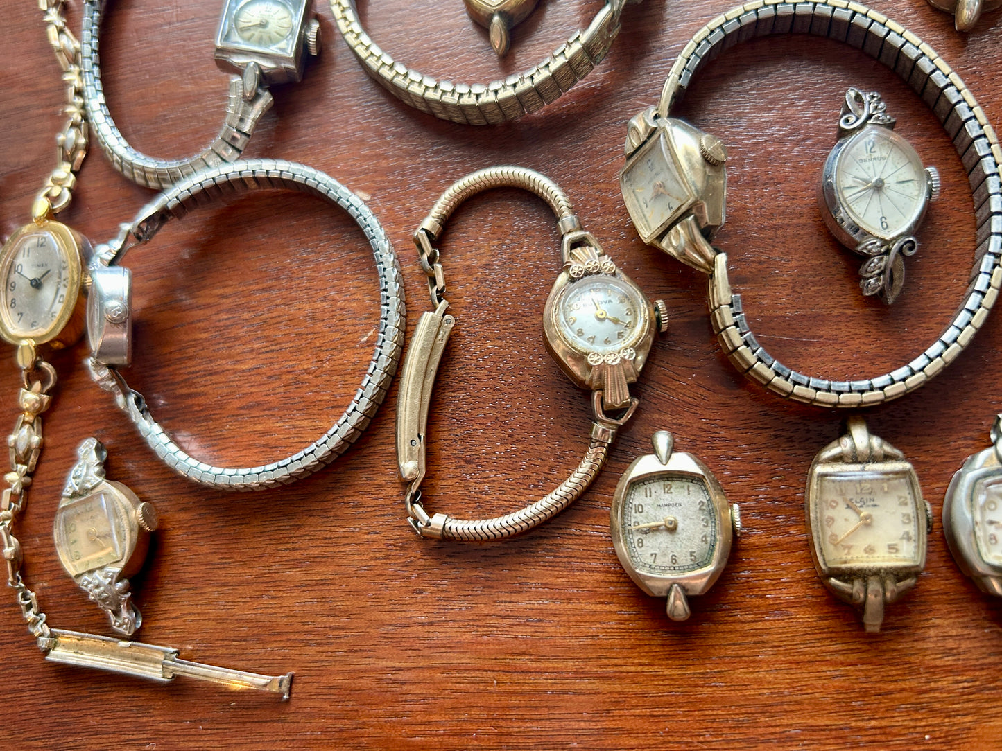 Huge Lot of Gold Filled Rolled Gold Vintage Womens Watch Bulova Elgin Gruen More