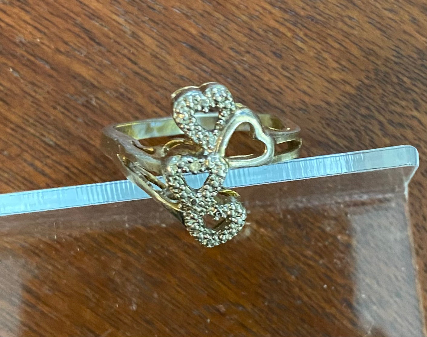 Gold Vermeil Sterling Silver 925 Diamond Heart Ring Sz 7
