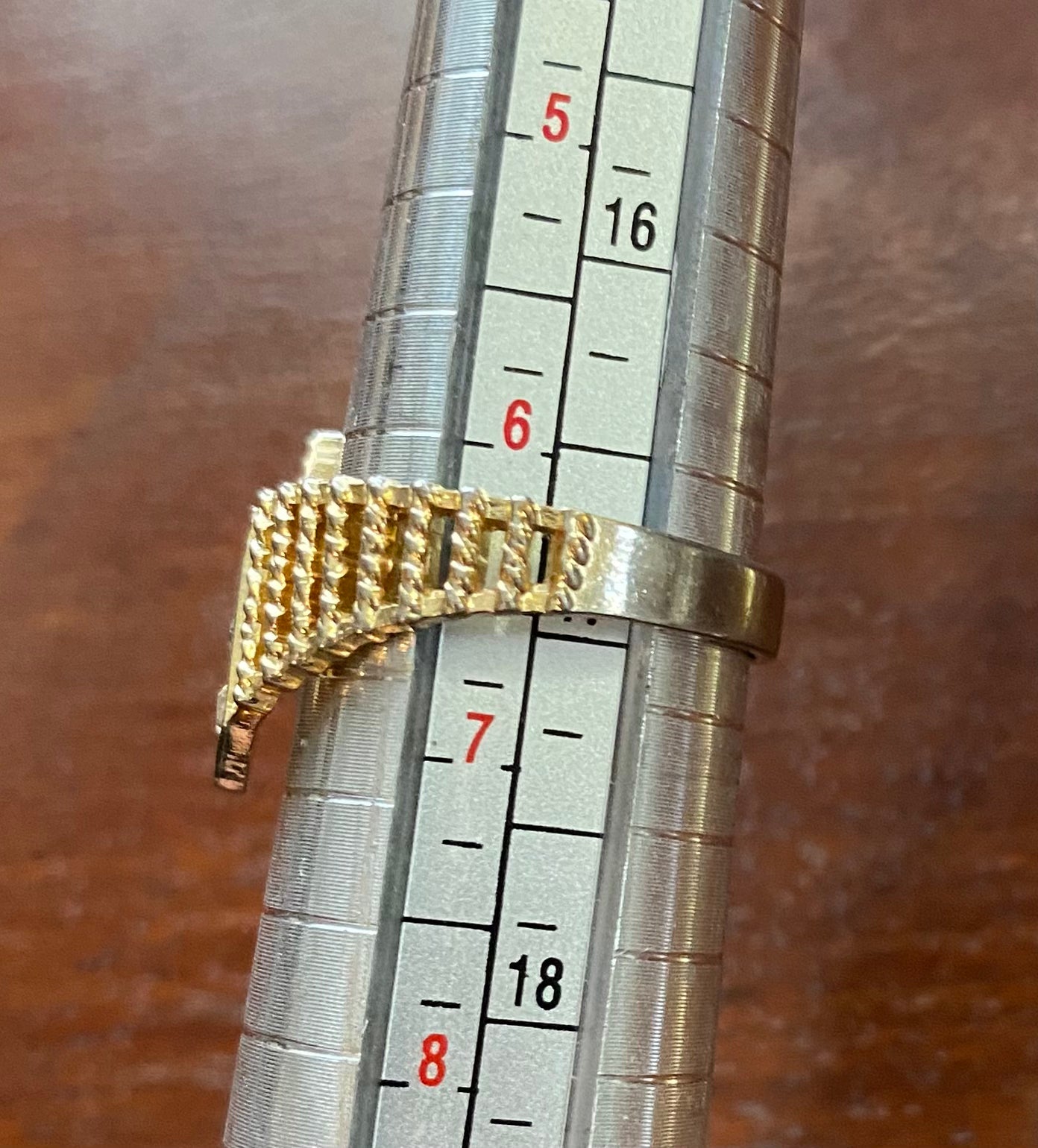 Vintage Gold Plate Rhinestone Bypass Style Band Ring Sz 6.25