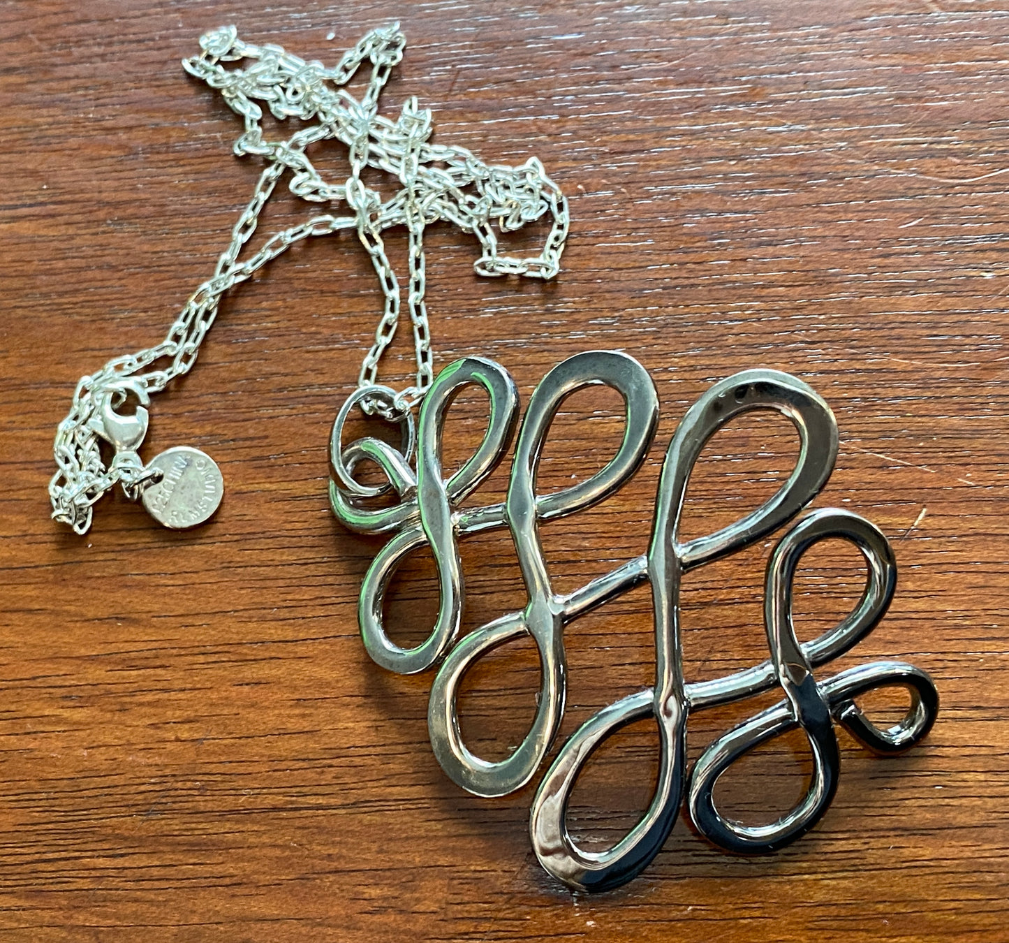 Sterling Silver 925 Robert Lee Morris RLM Studio Large Wavy Pendant Necklace
