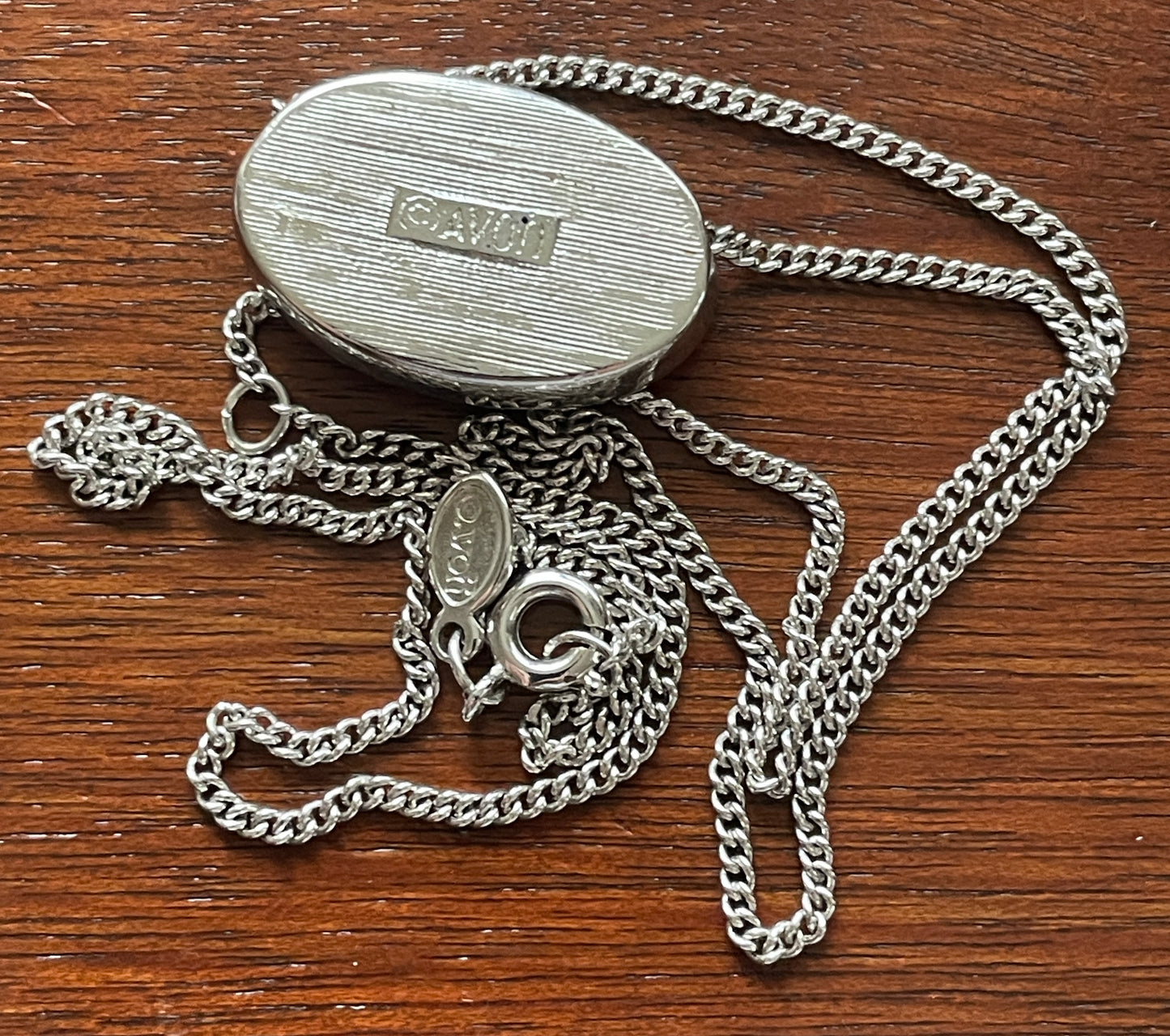 Vintage Avon Silver Tone Abalone Slide Pendant Necklace