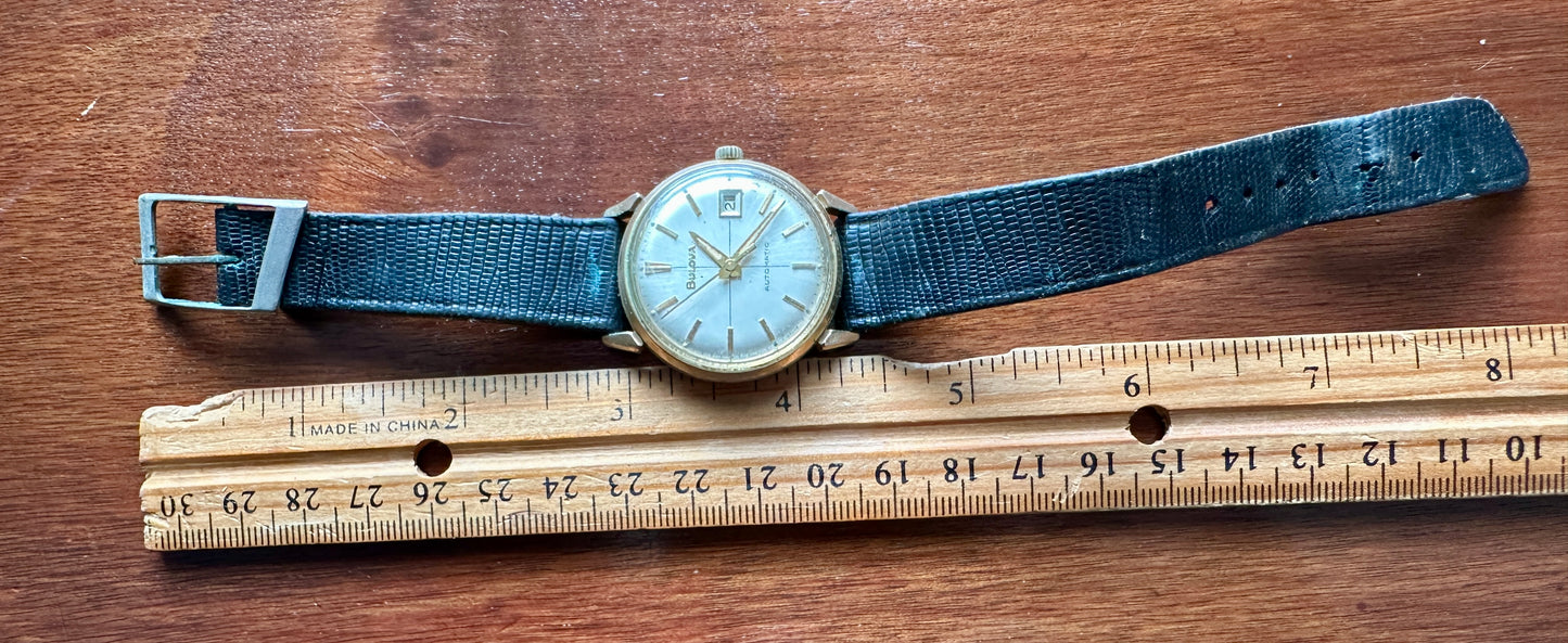 Vintage Bulova Self Winding Automatic 17j Mens Wristwatch Watch Day Date 10k RG