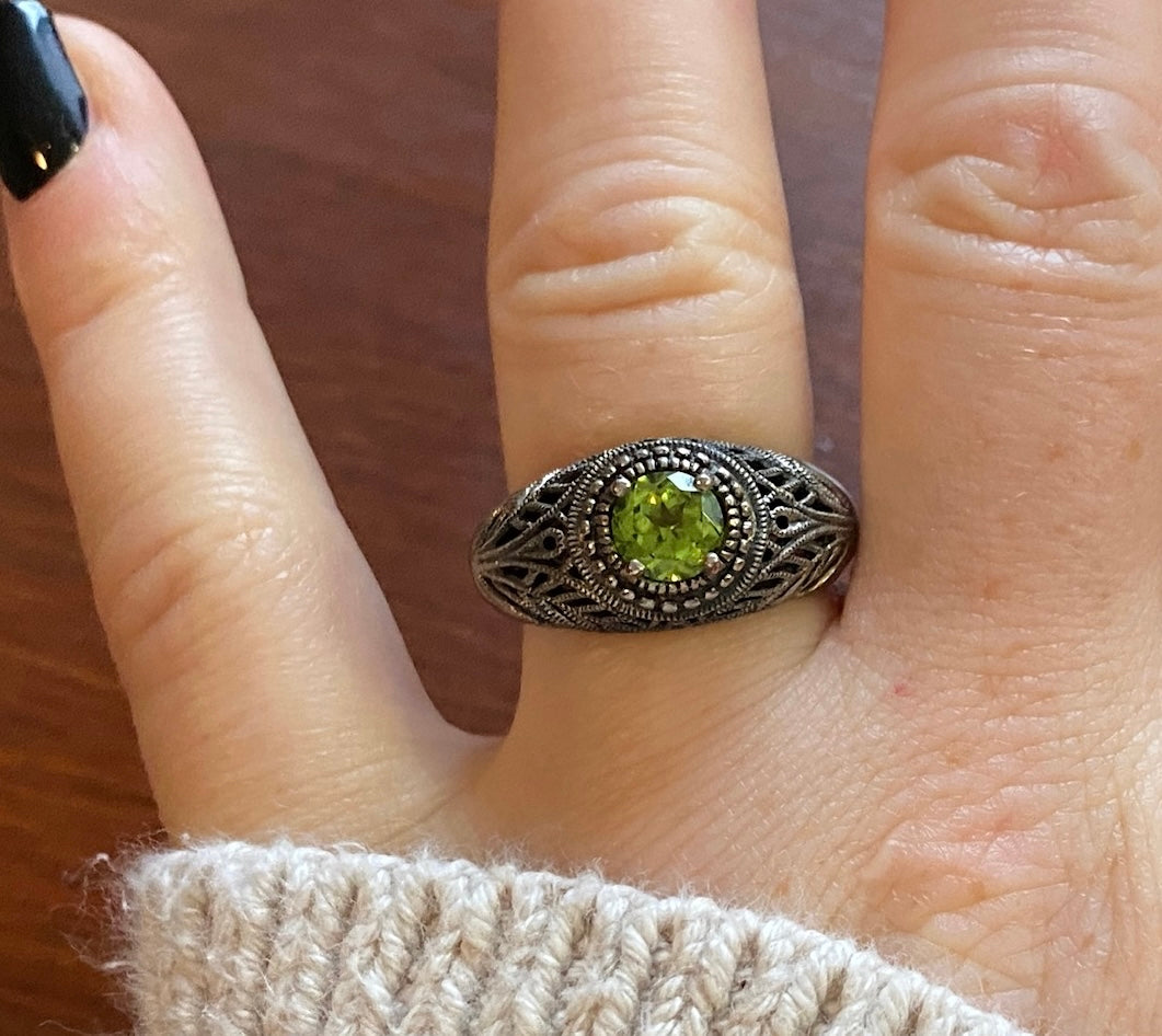 Designer CNA Sterling Silver 925 Peridot Sterling Silver 925 Ring