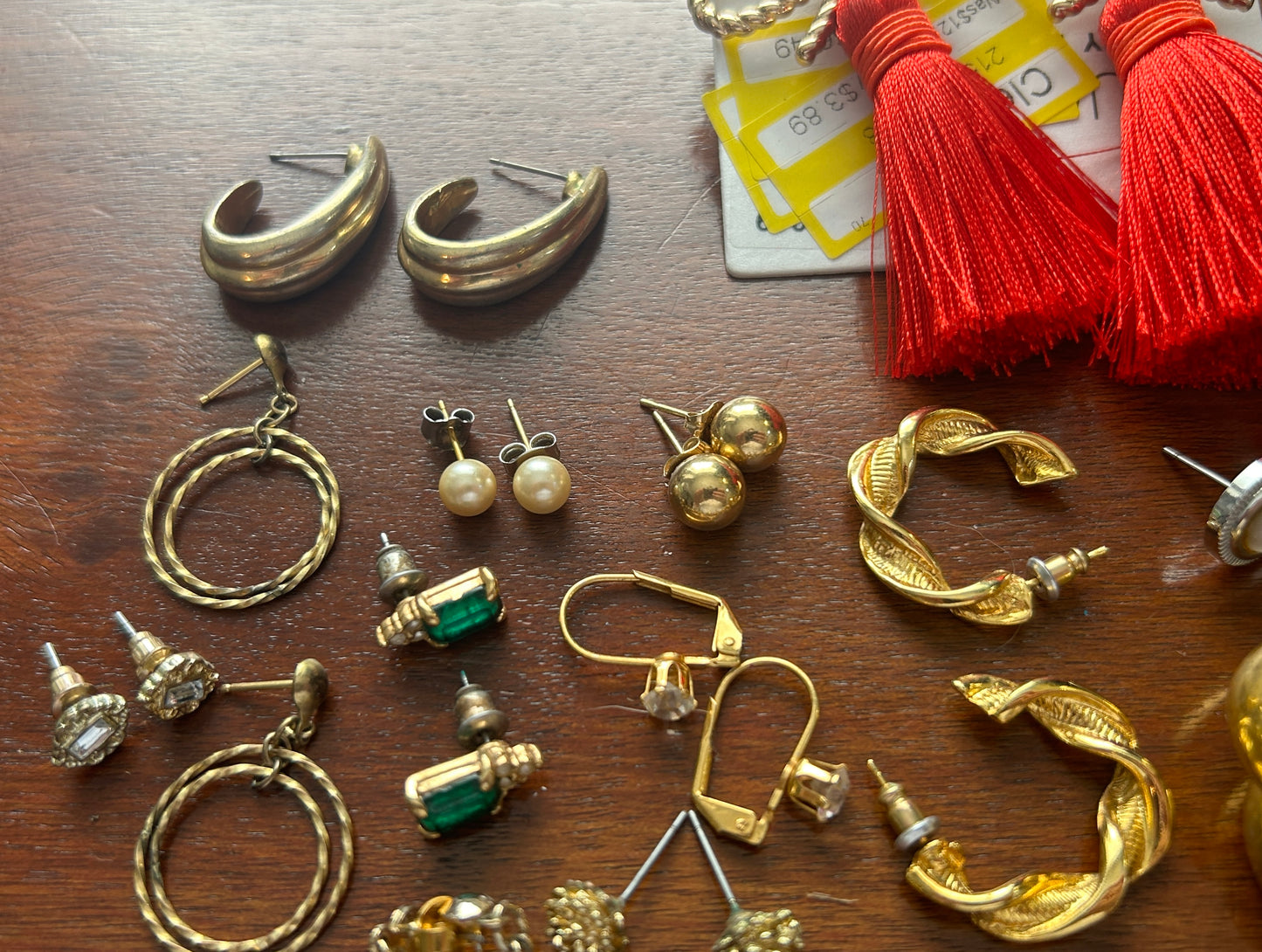 Vintage to Now Pierced Earrings Earring Lot Classic Gold Tone Hoops Faux Pearl