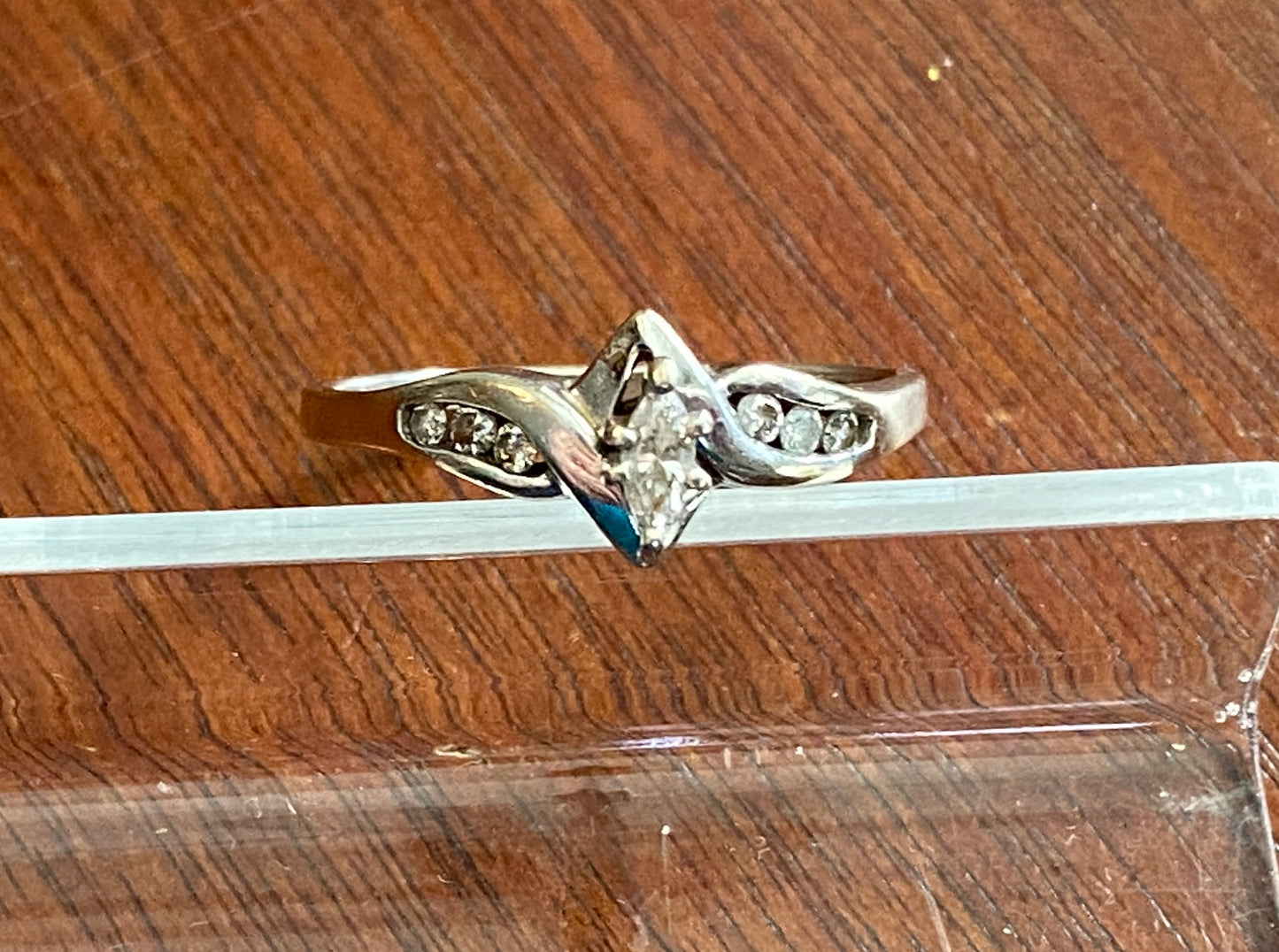 LGL 14k White Gold Marquise Diamond Channel Set Engagement Ring Sz 9.75
