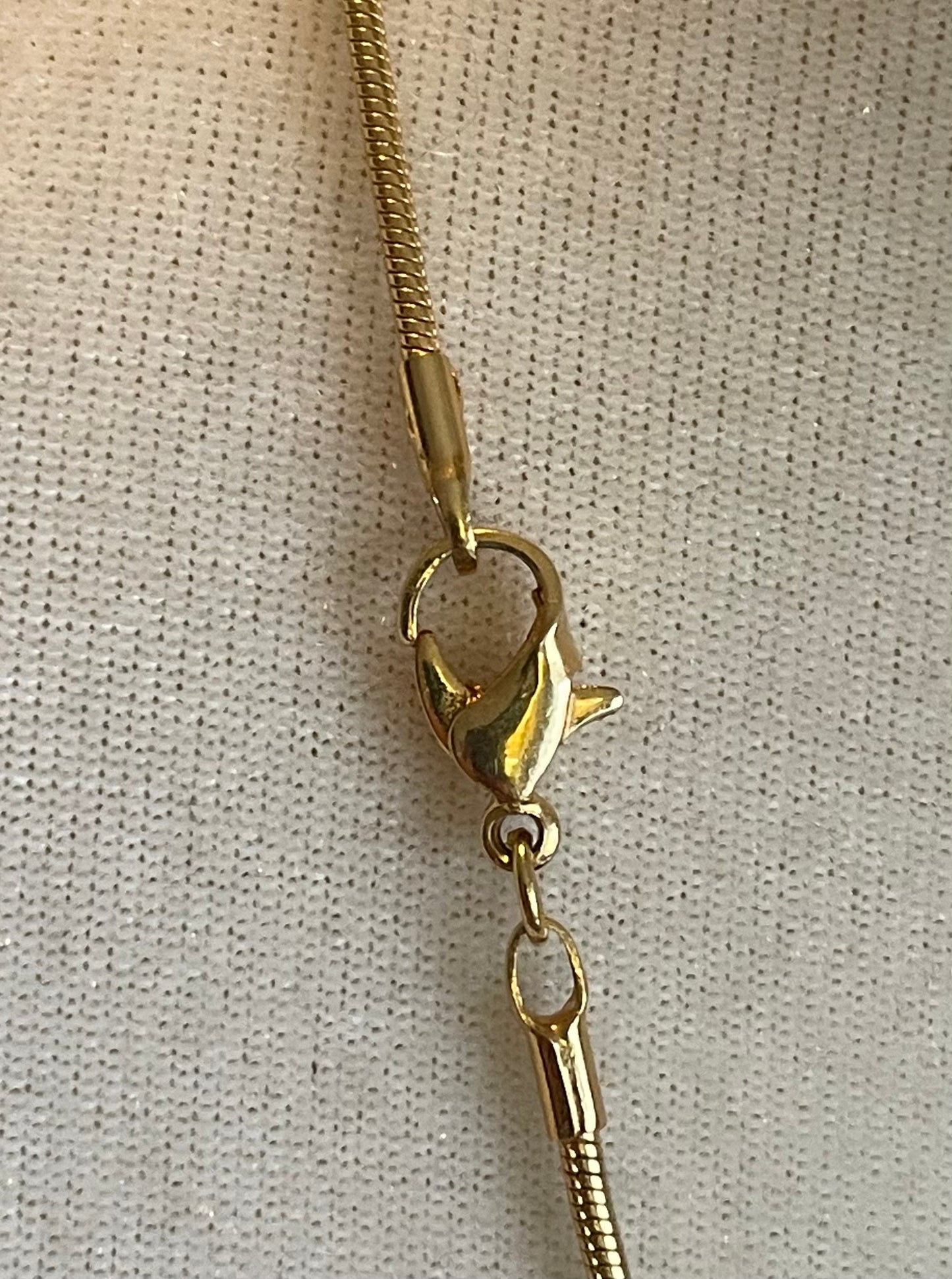 Vintage Gold Tone Chain Necklace Slide Pendant Red Rhinestone