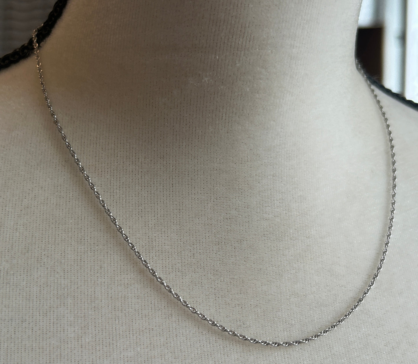14k White Gold Thin Chain Necklace 18" x 1 - 1.5mm Wide