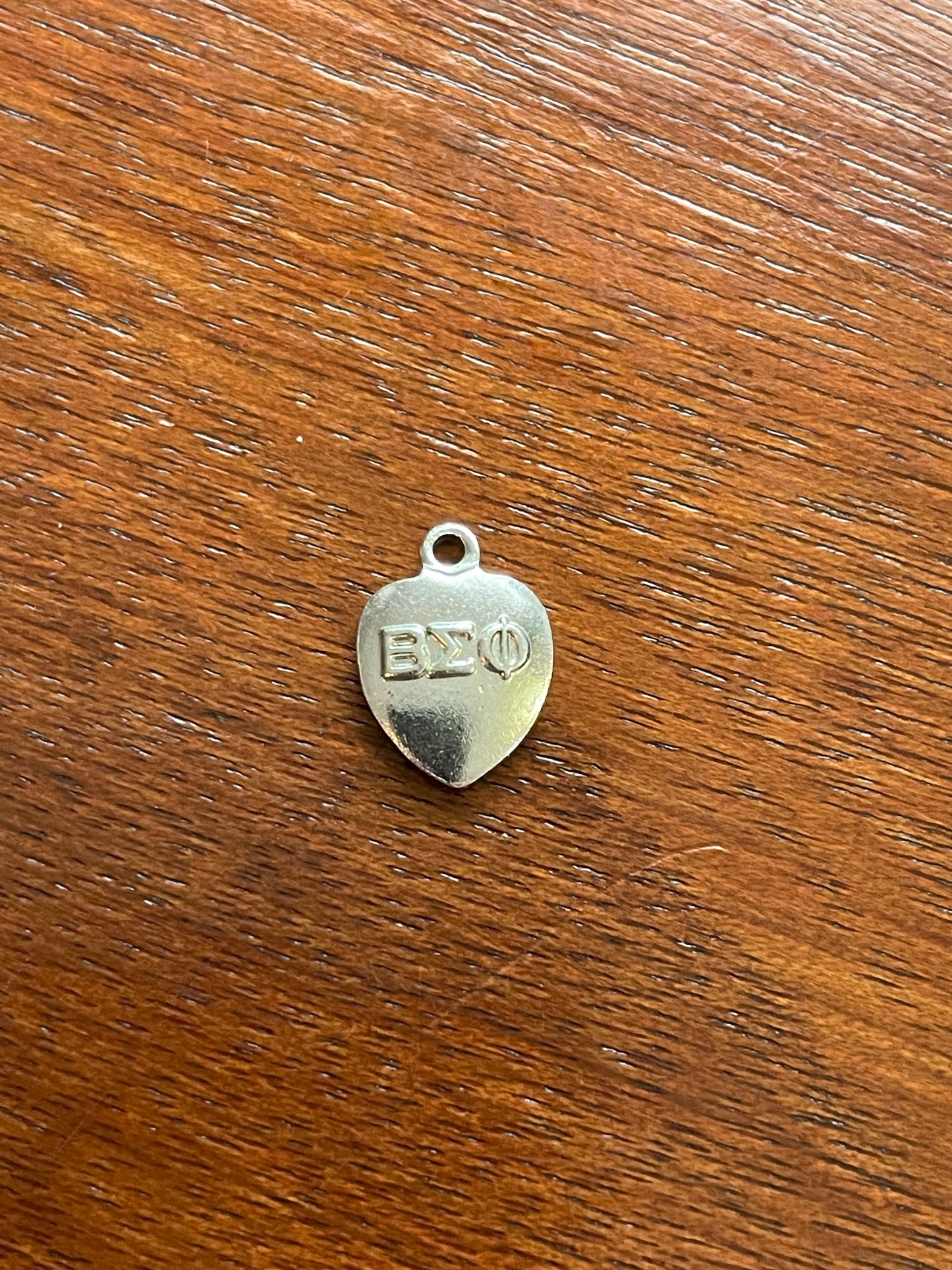 1976 Beta Sigma Phi Silver Tone Heart Charm Fraternity Sorority