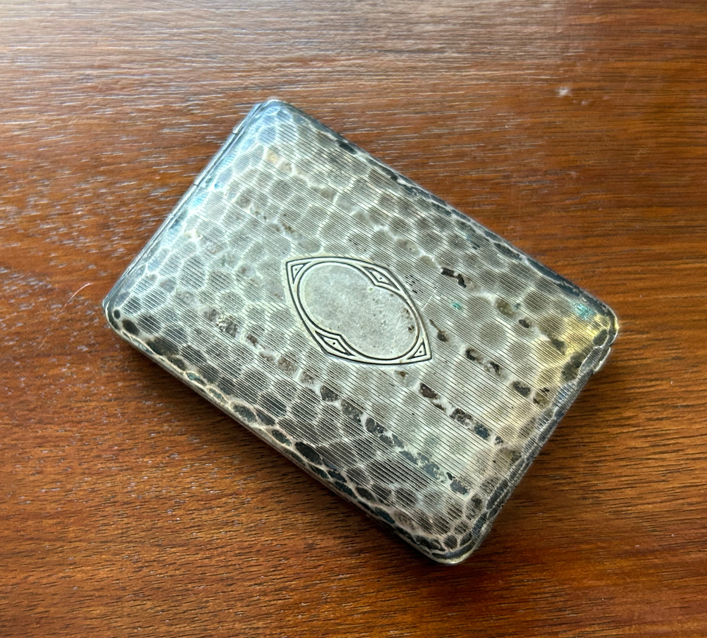 Vintage Antique Silverplate Hinged Case Hammered Finish