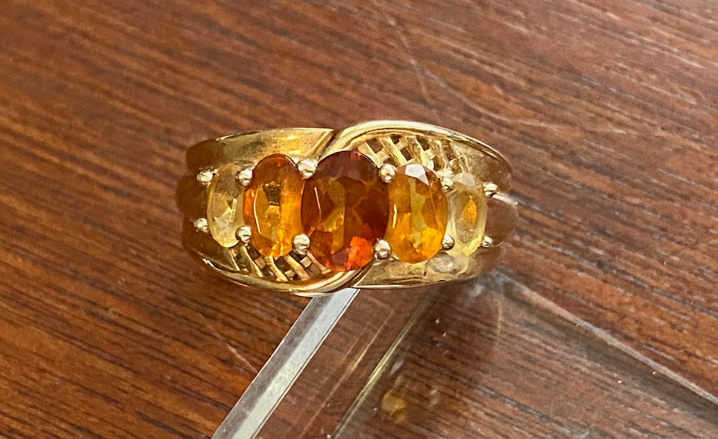 14k Yellow Gold Madeira Citrine Ombre 5 Stone Ring Sz 7.75
