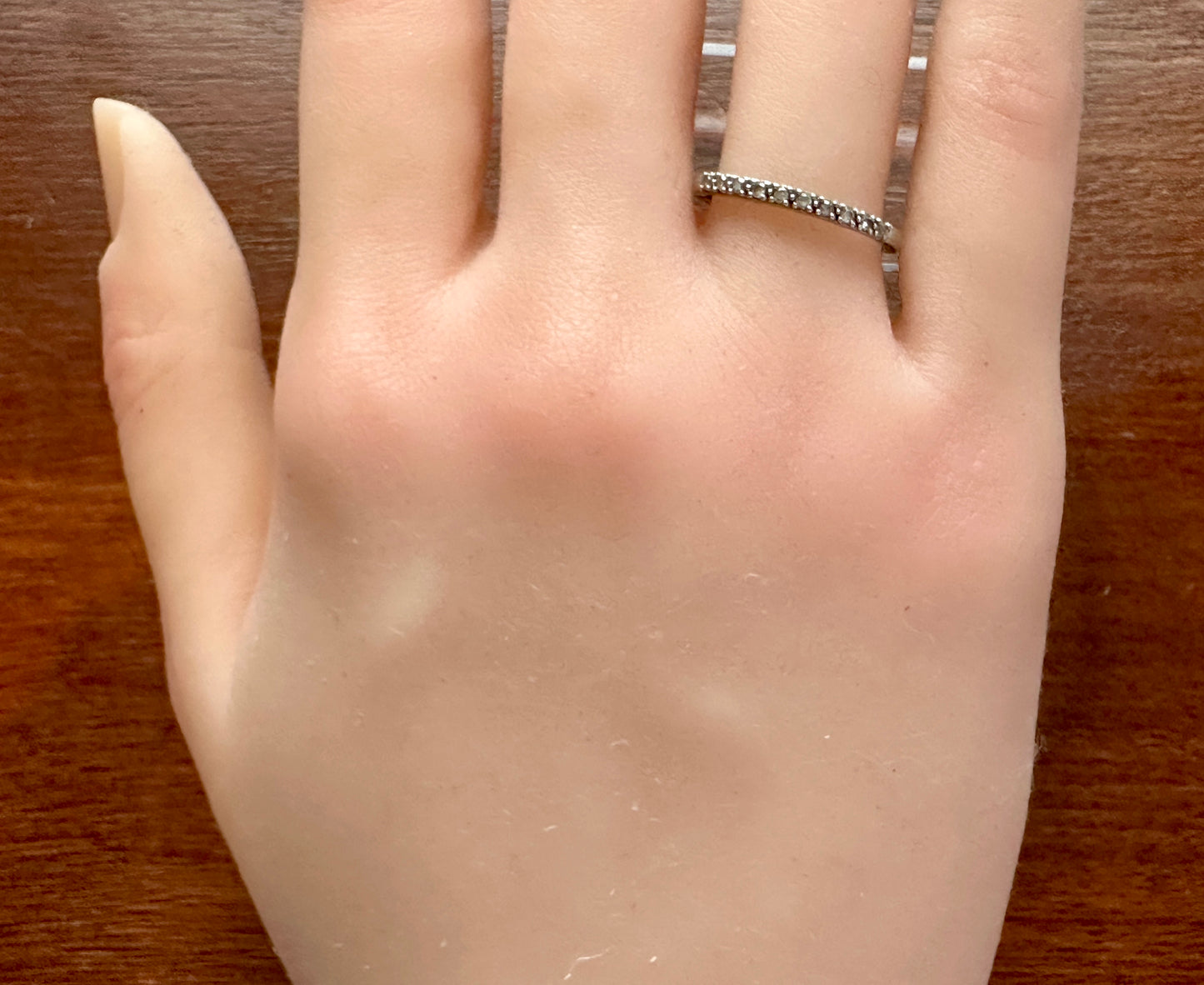 10k White Gold Diamond Wedding Band Ring Sz 6.75 - 7