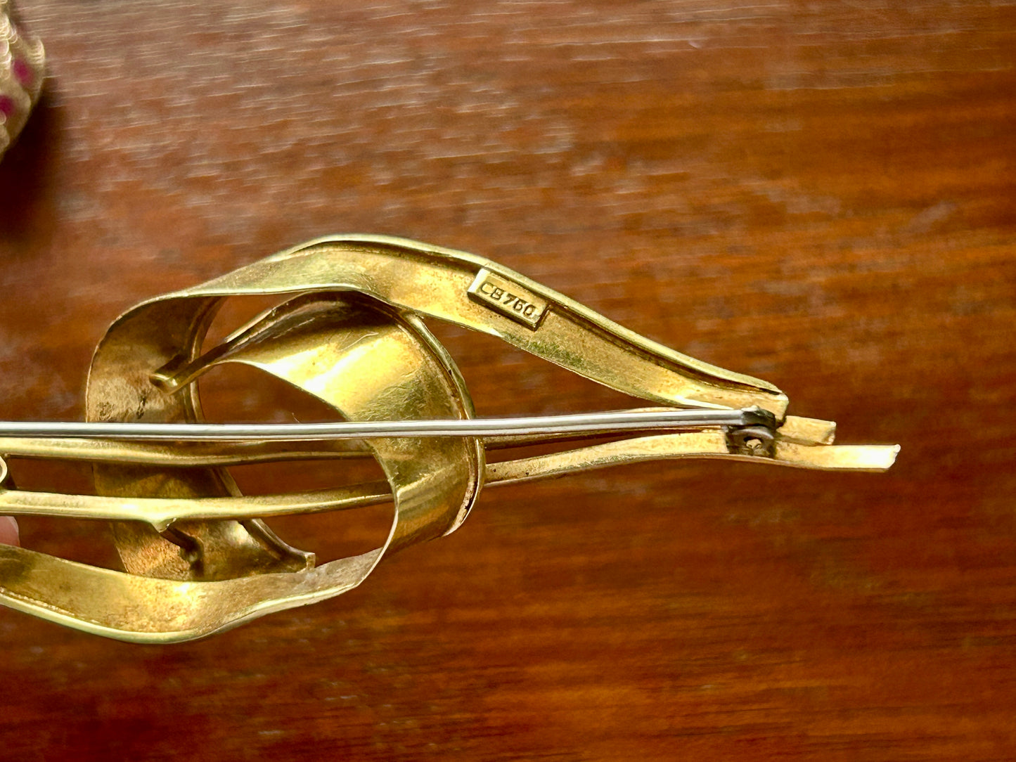 Vintage Antique 18k (750) Carl Bucherer Ruby Modernist Modern Large Brooch Pin