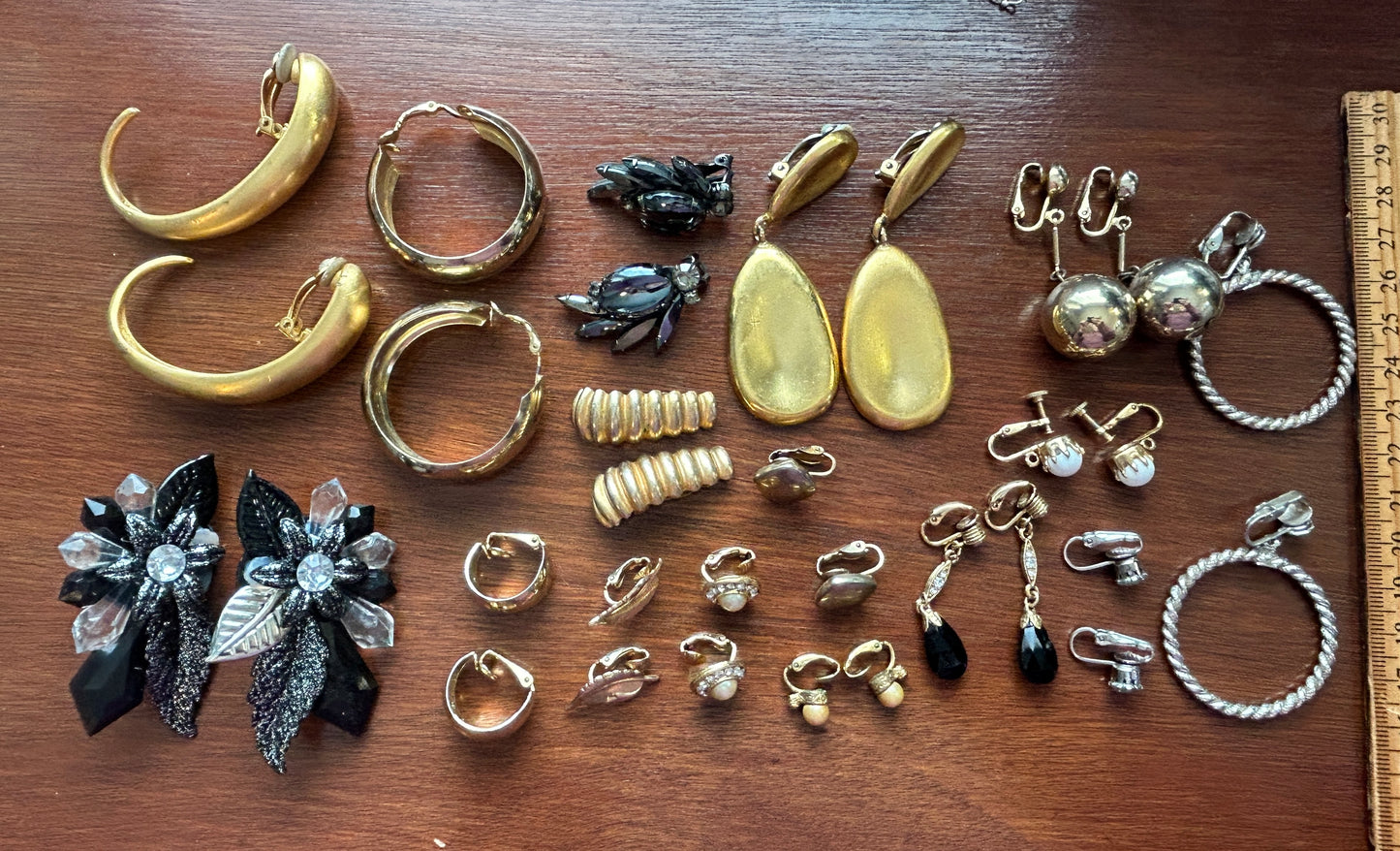 Vintage to Now Clip on Earring Earrings Lot Statement Brushed Gold Modern