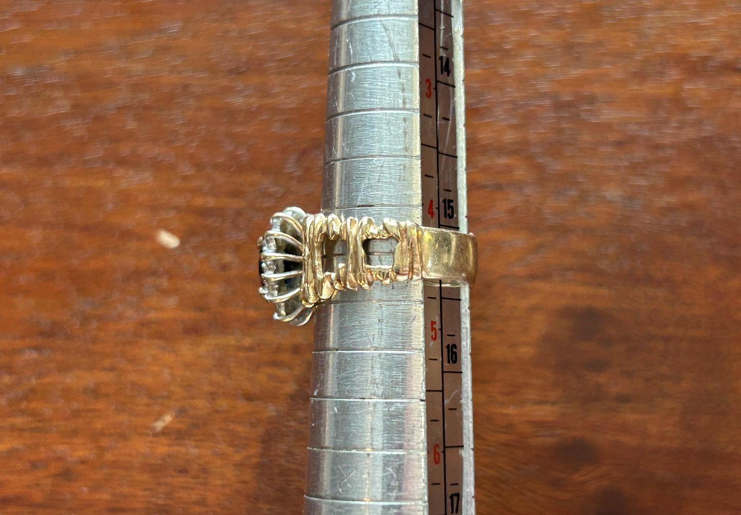 10k Yellow Gold Sapphire Diamond Wide Ring Sz 4.25