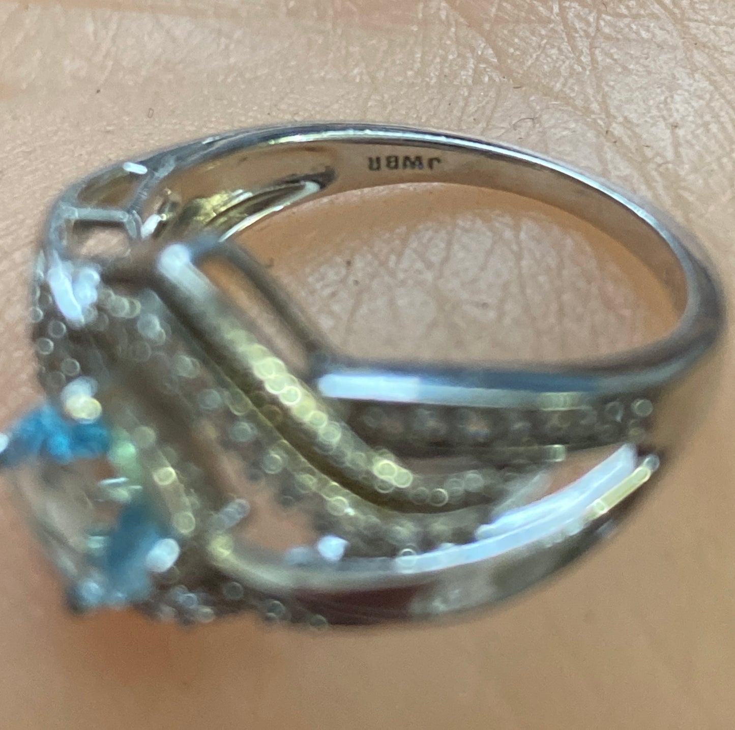 Designer JWBR Sterling Silver 925 Blue Topaz Ring Sz 6.75