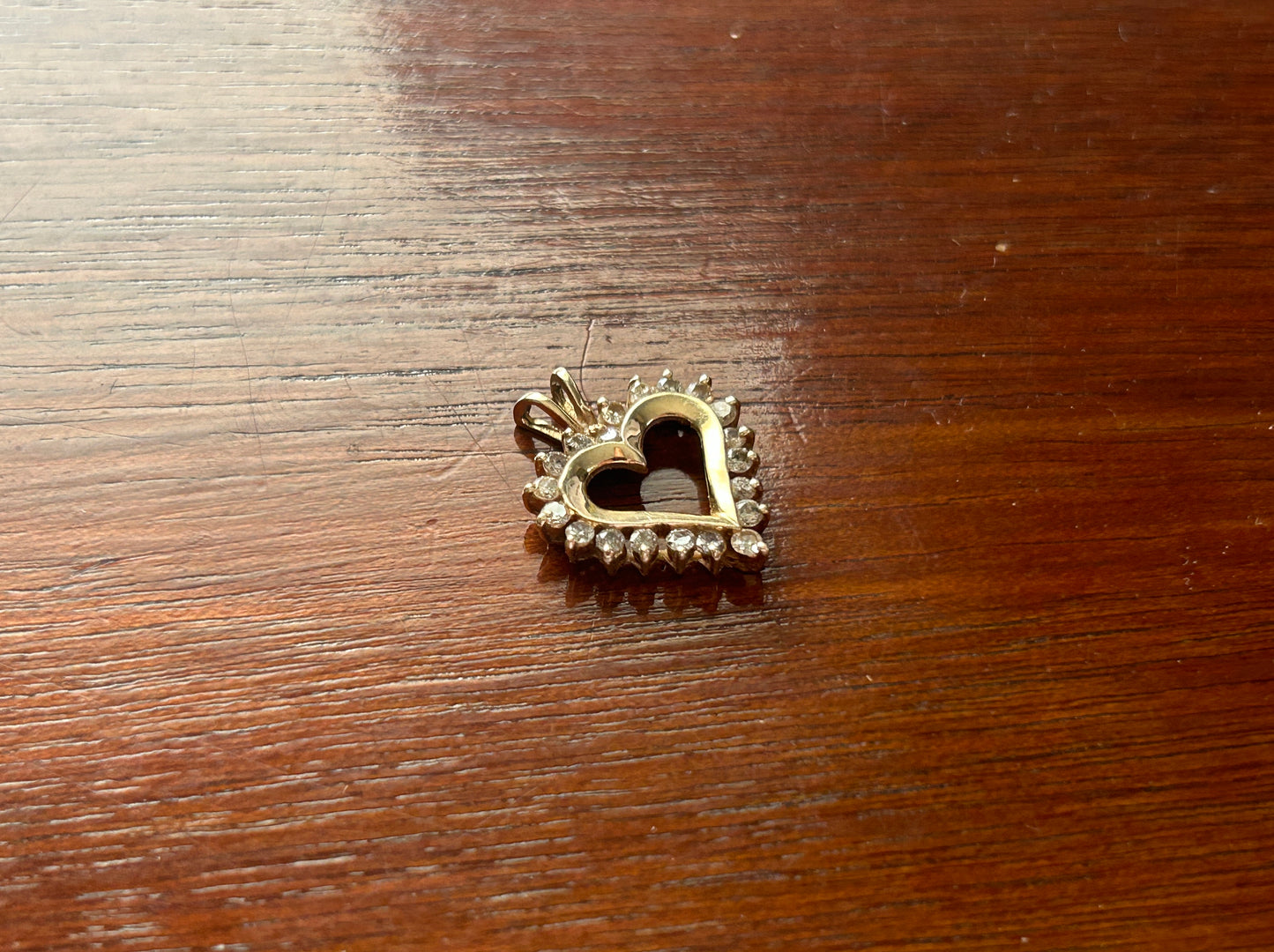 10k Yellow Gold .50ctw Diamond Surround Heart Necklace Pendant