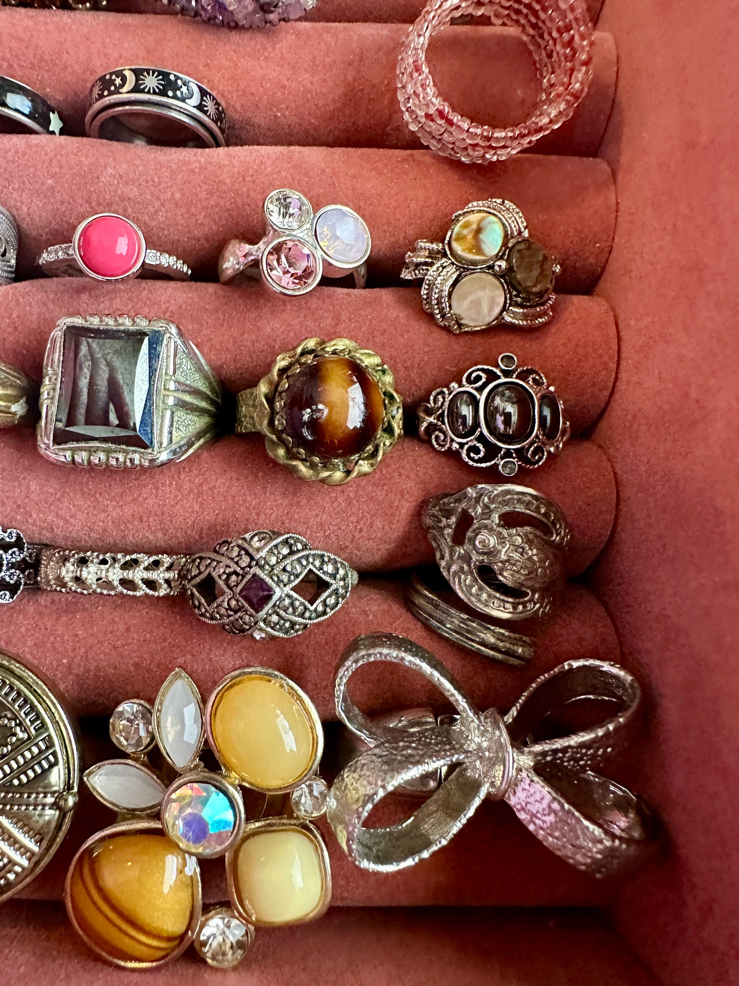 Vintage to Now Ring Lot Costume Fashion Cocktail Cabochon Rhinestone Band