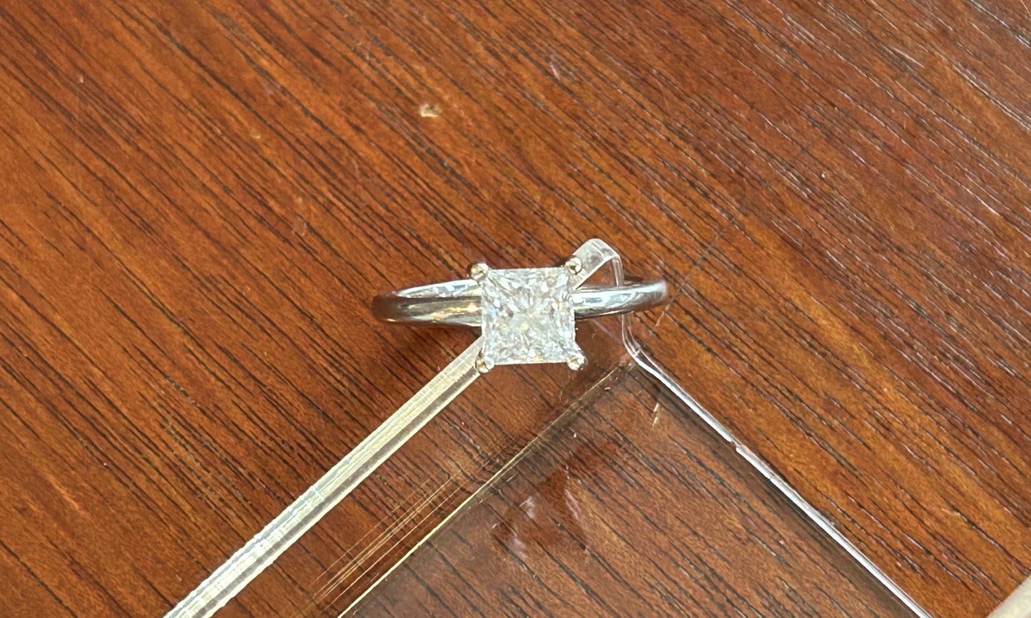 Kay Jewelers 1.25ct Princess Cut Diamond Solitaire Engagement Ring Sz 7