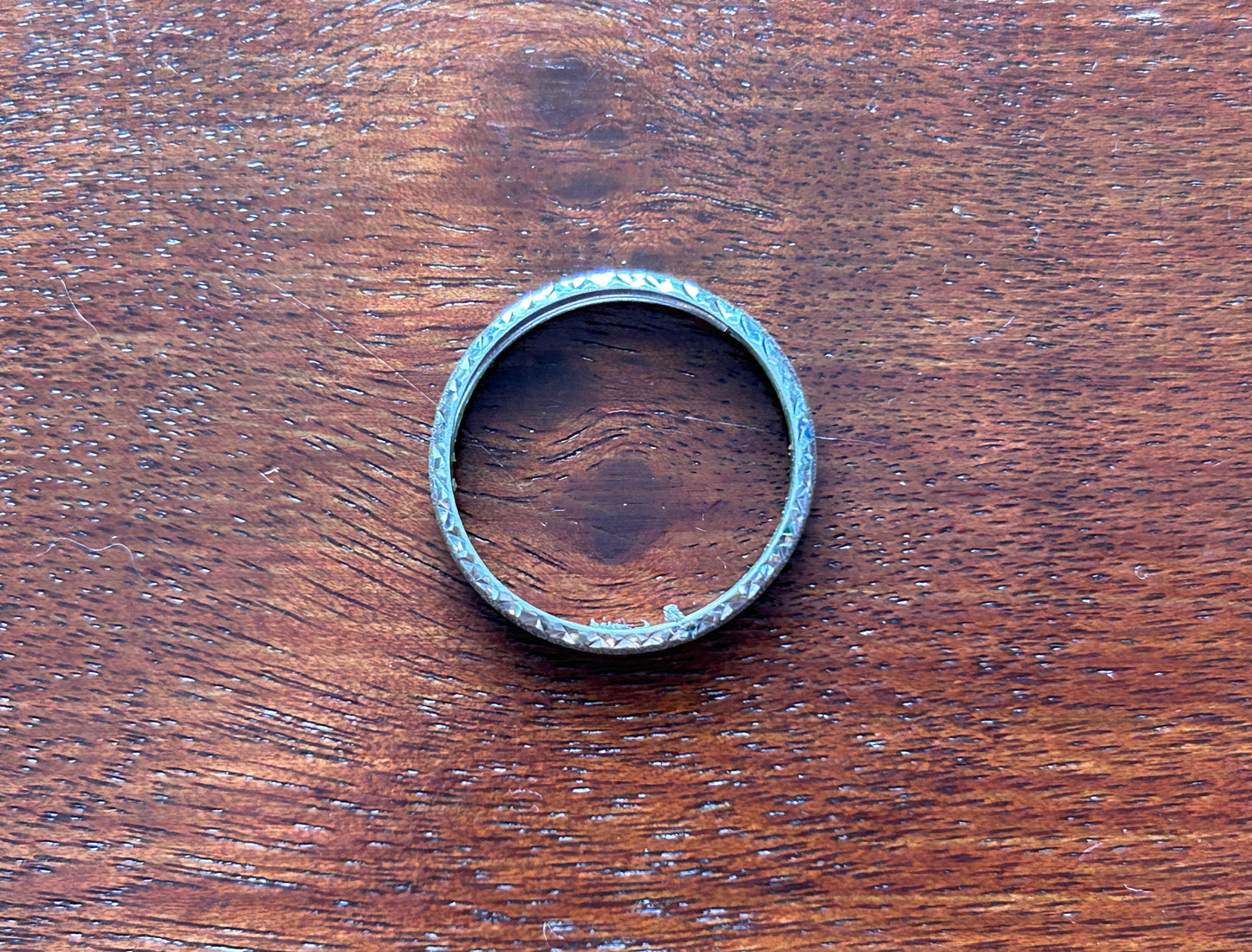 Vintage SLC 14k White Gold Domed Diamond Cut Band Ring Sz 7.75
