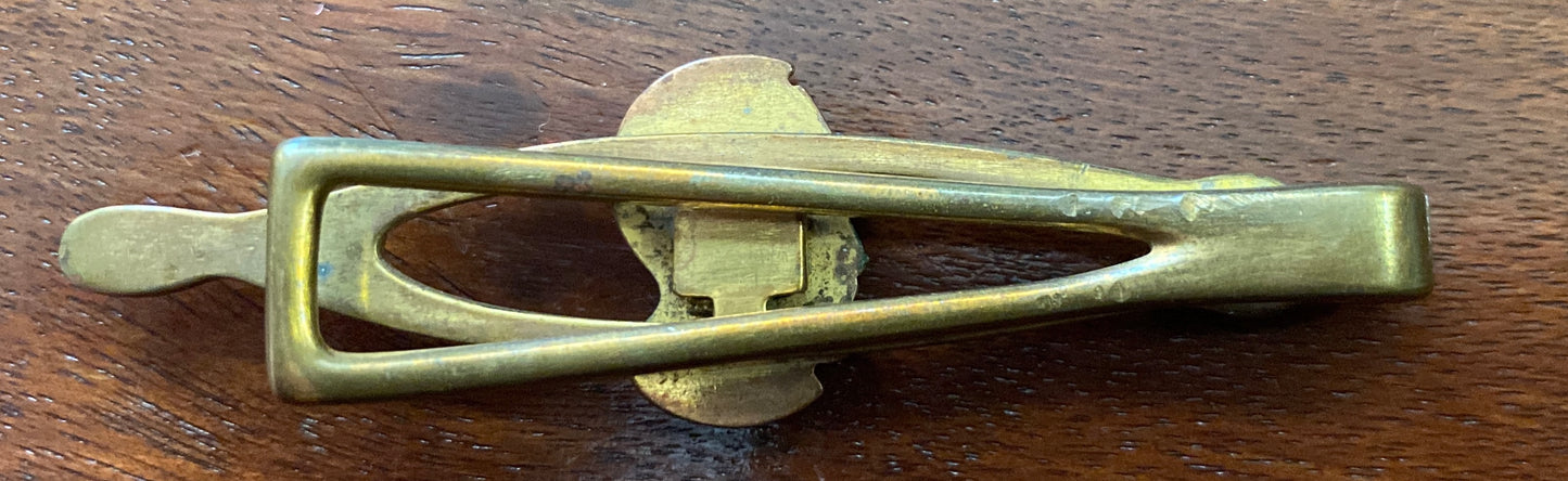 Vintage Brass Tone Metal Roman Soldier Tie Clip Bar