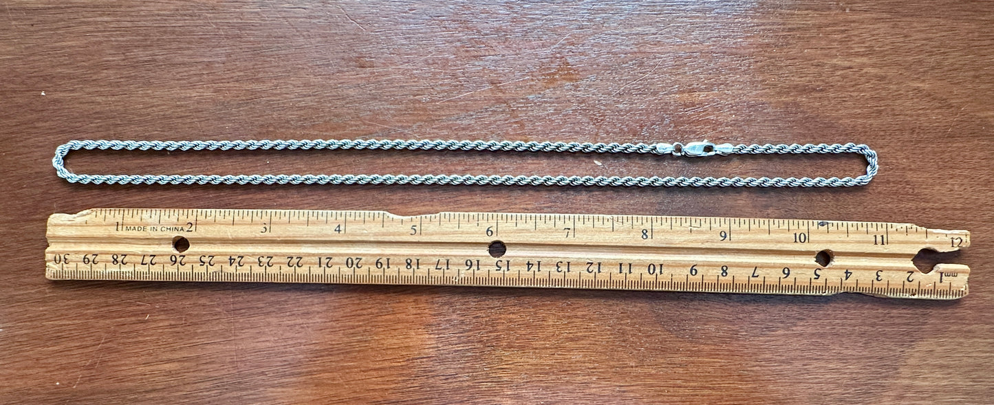 Sterling Silver 925 Heavy Twist Rope Chain Necklace 22" Long