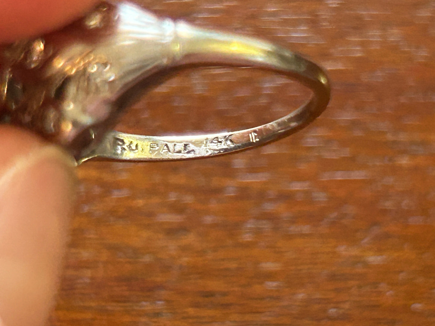 Antique Art Deco Palladium 14k White Gold Bezel Set .50ctw Diamond Ring Sz 6.5