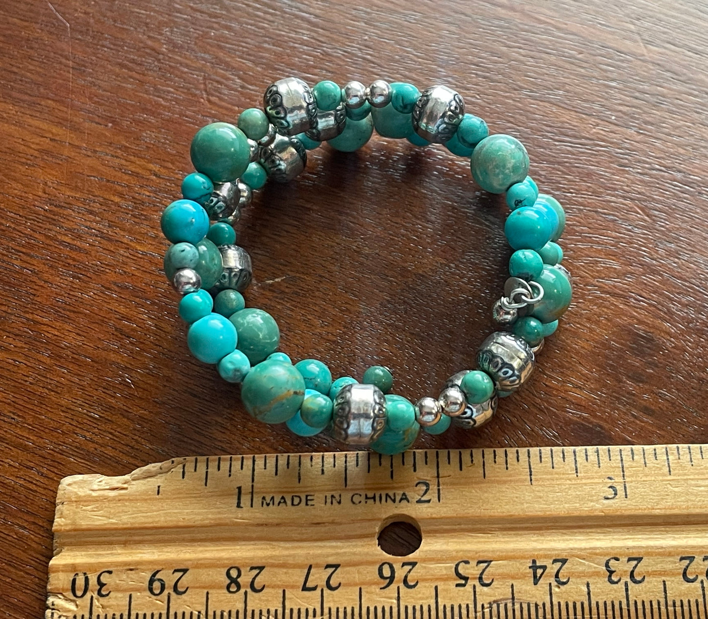 Vintage Carolyn Pollack Turquoise Wrap Coil Bracelet Beaded Sterling Silver