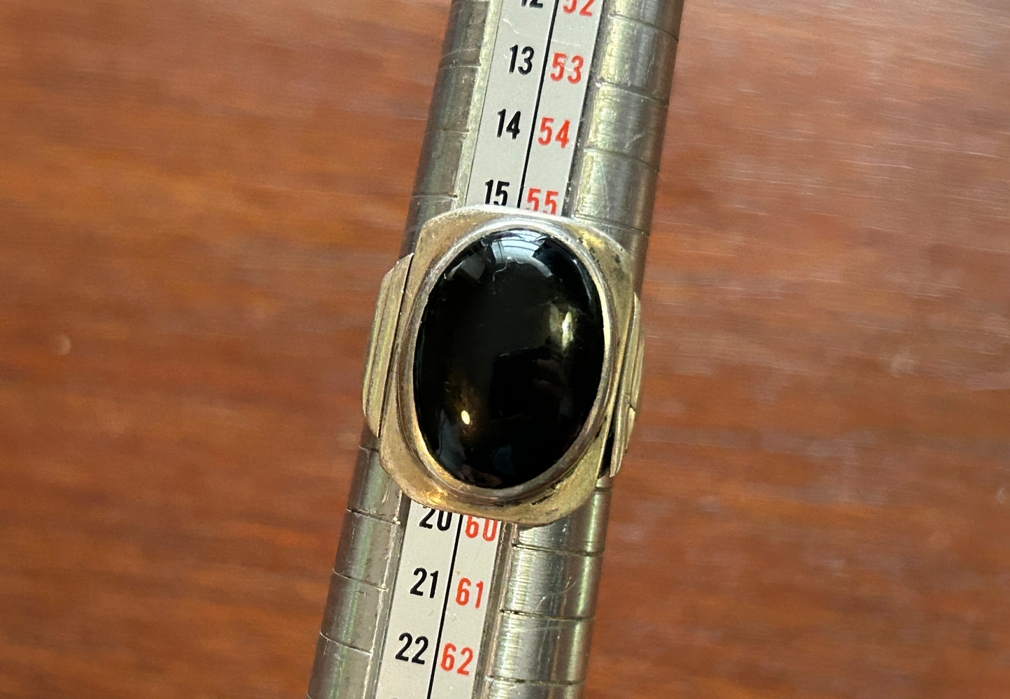 Sterling Silver 925 Large Onyx Cabochon Ring Sz 8