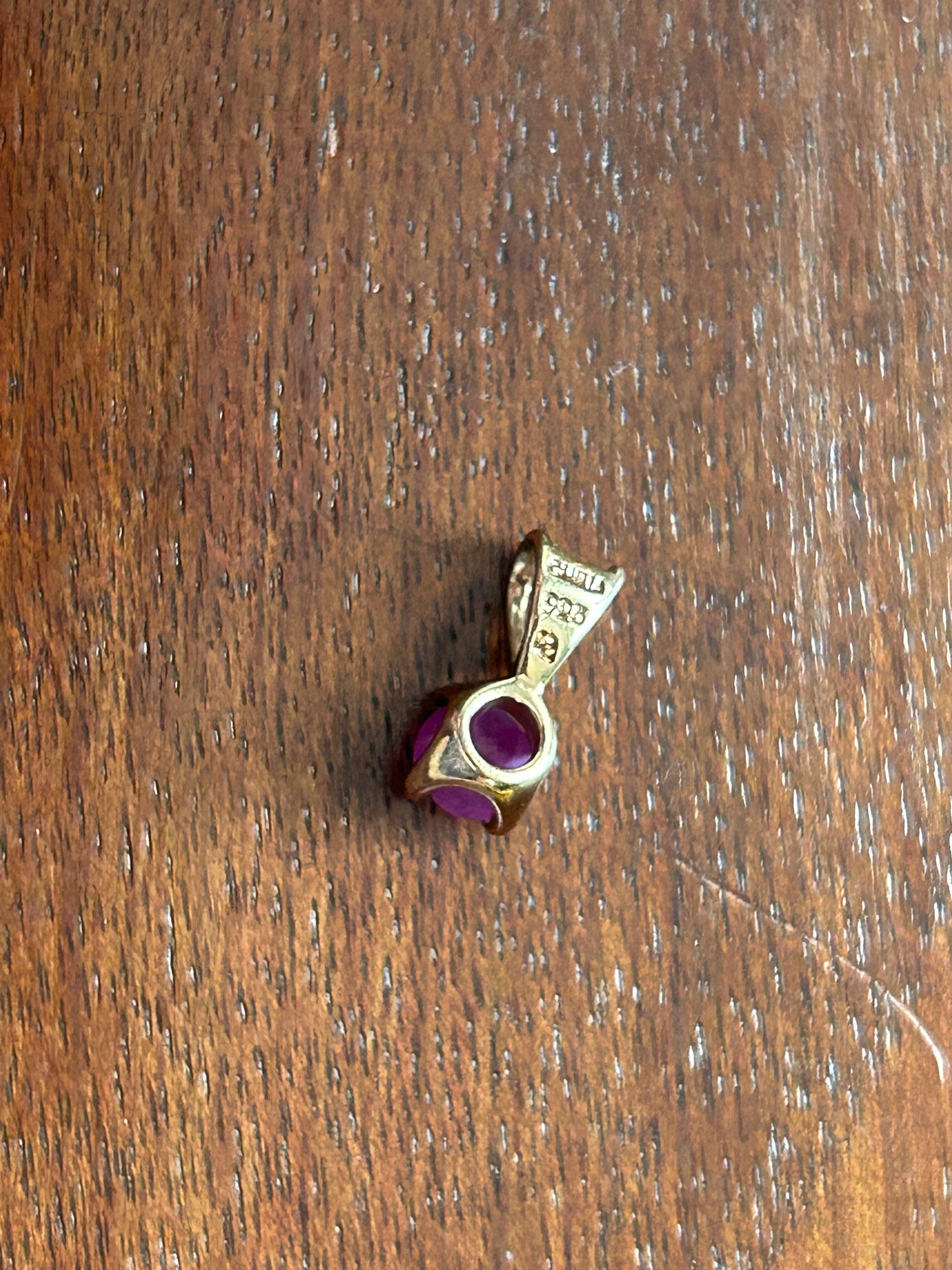 Gold Vermeil over Sterling Silver 925 Round Ruby Slide Necklace Pendant
