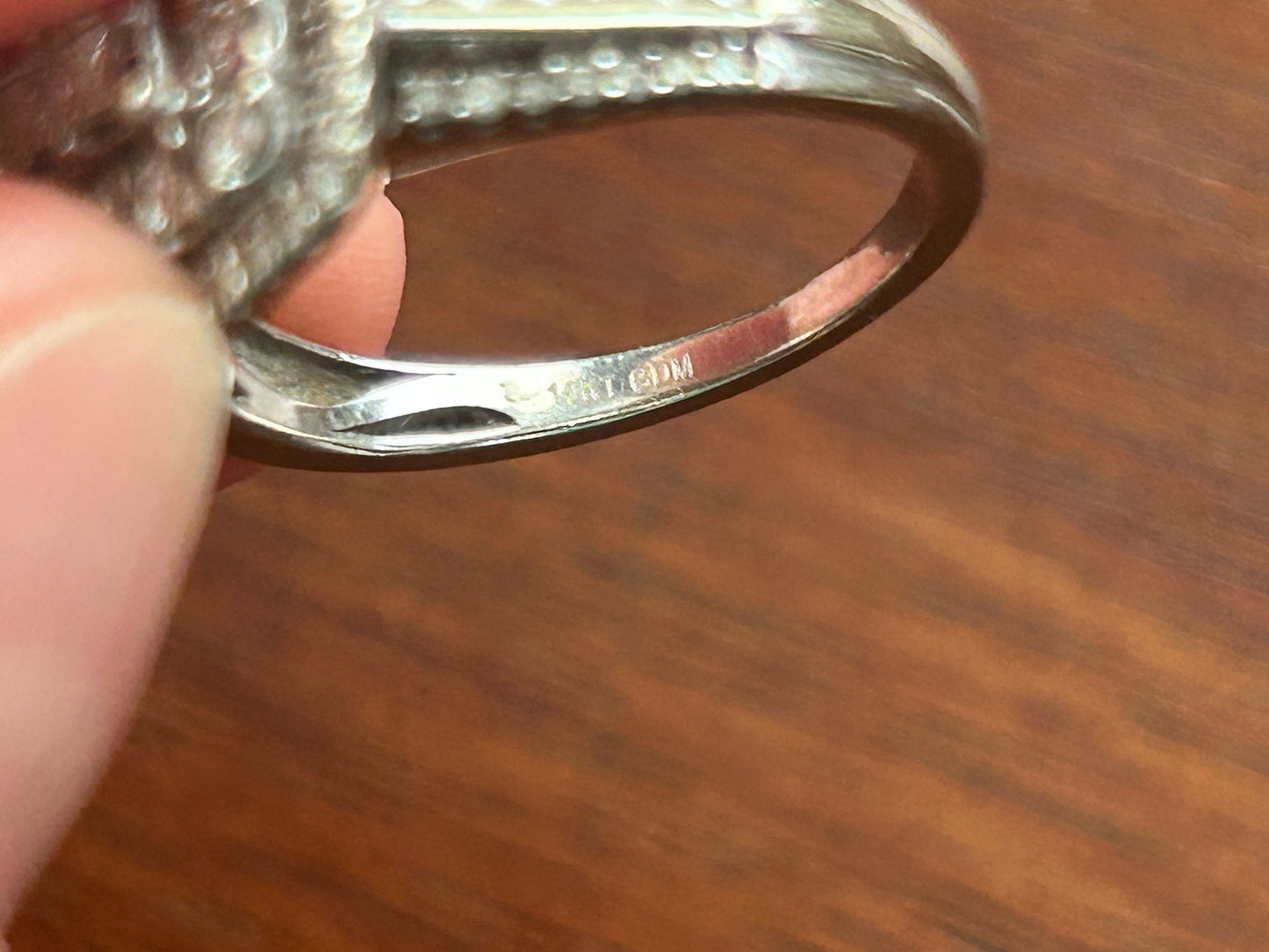 10k White Gold .75ctw Diamond Engagement Wedding Ring Set Sz 6.5 Signed GDM