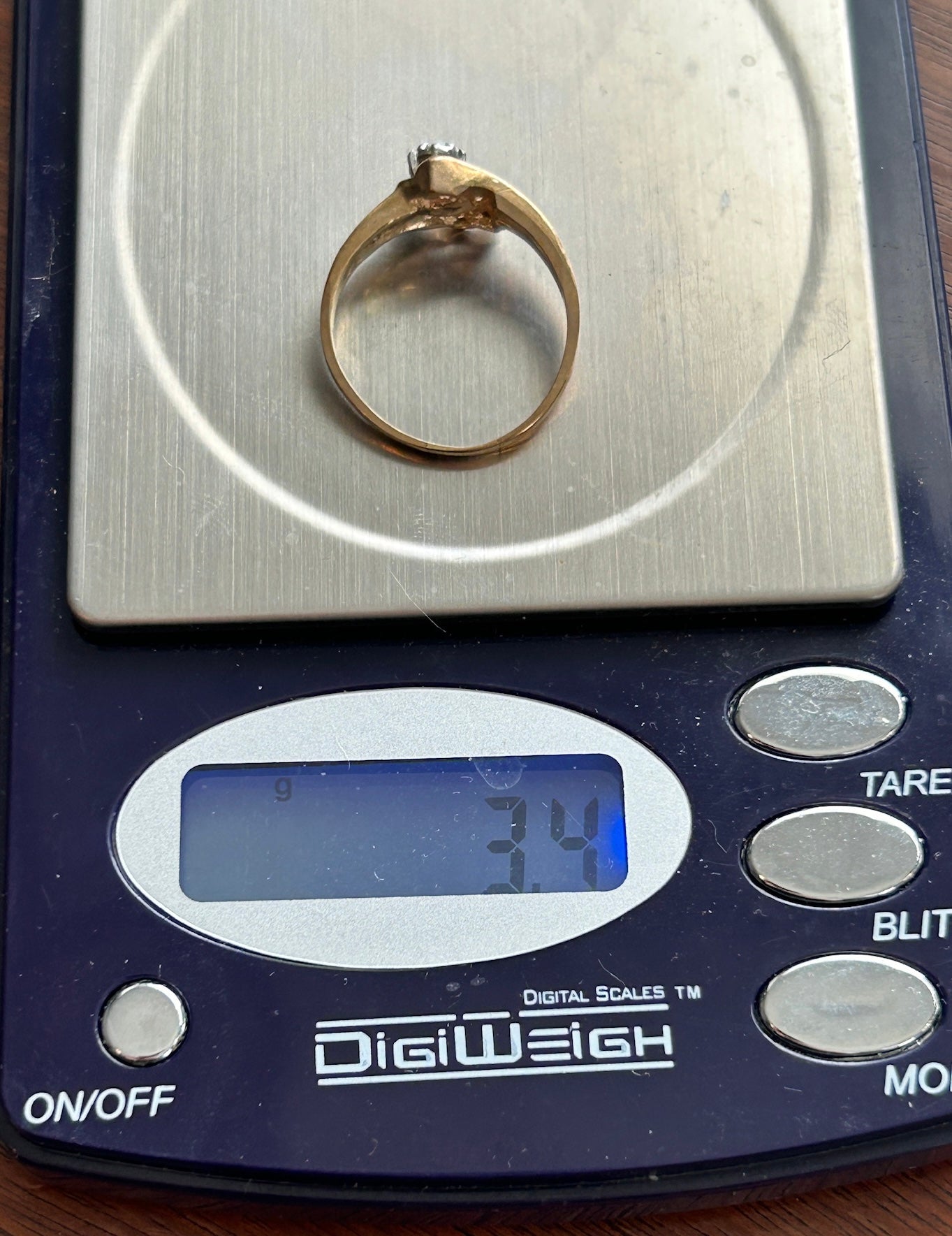 10k Yellow Gold Heart Diamond Accent Ring Sz 8 MISSING DIAMOND