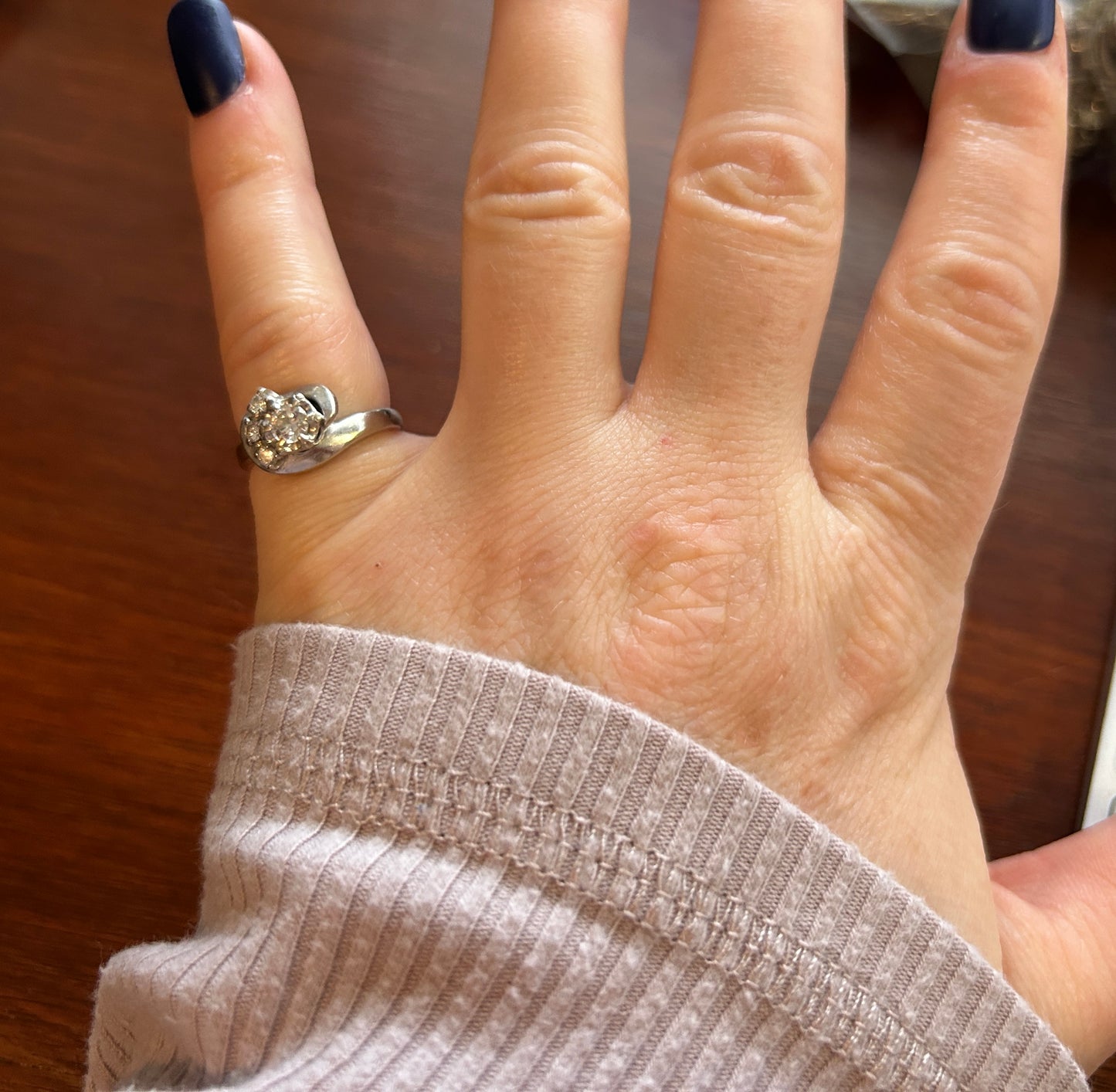 Vintage Signed CRC 14k White Gold .25ct Diamond Ring Sz 4.5