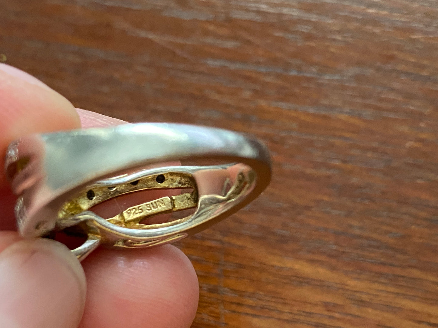 Sterling Silver 925 Baguette Round Diamond Ring Sz 7 Signed SUN